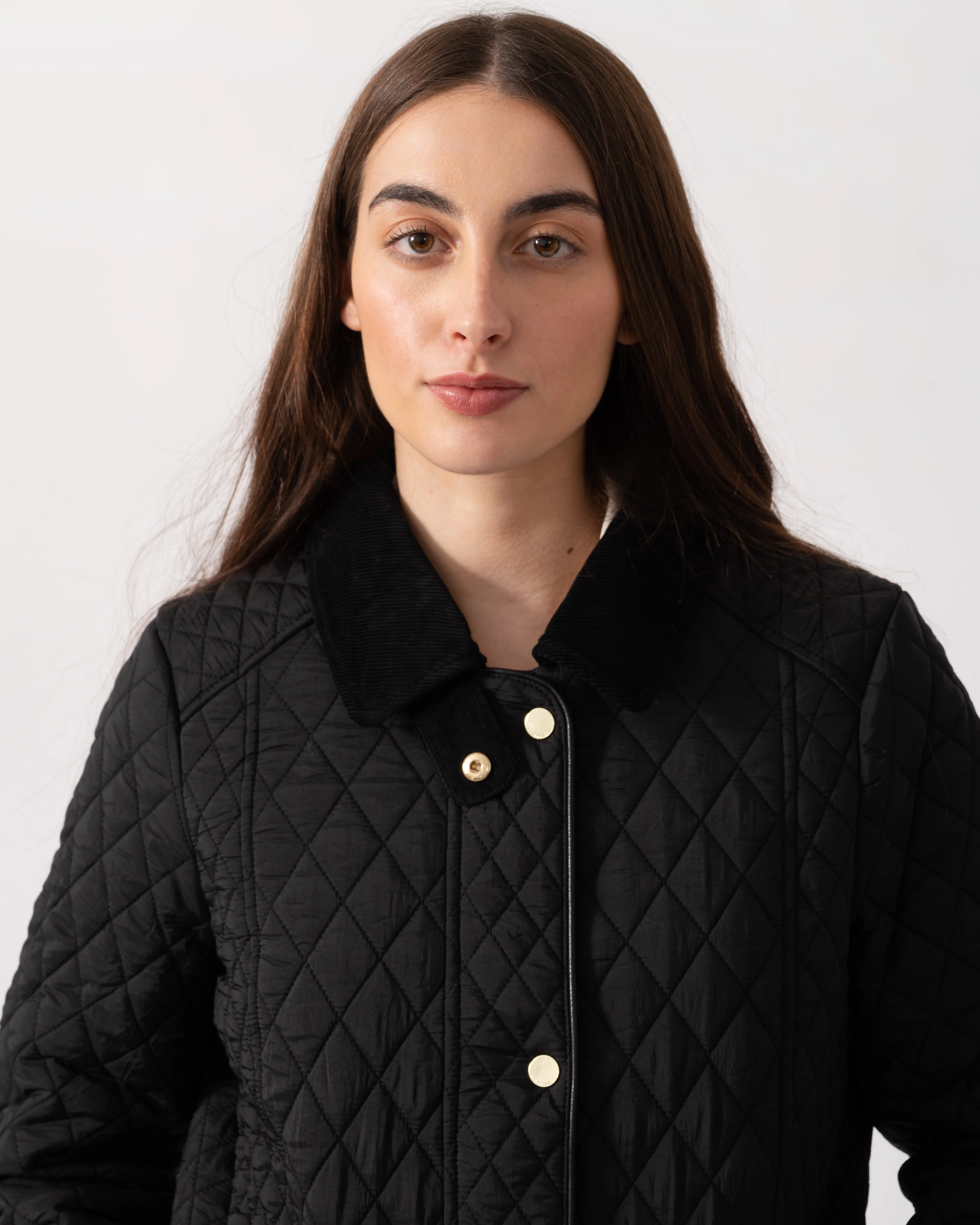 Joules Rosewell Womens Long Diamond Quilt Jacket - Black - Image 4