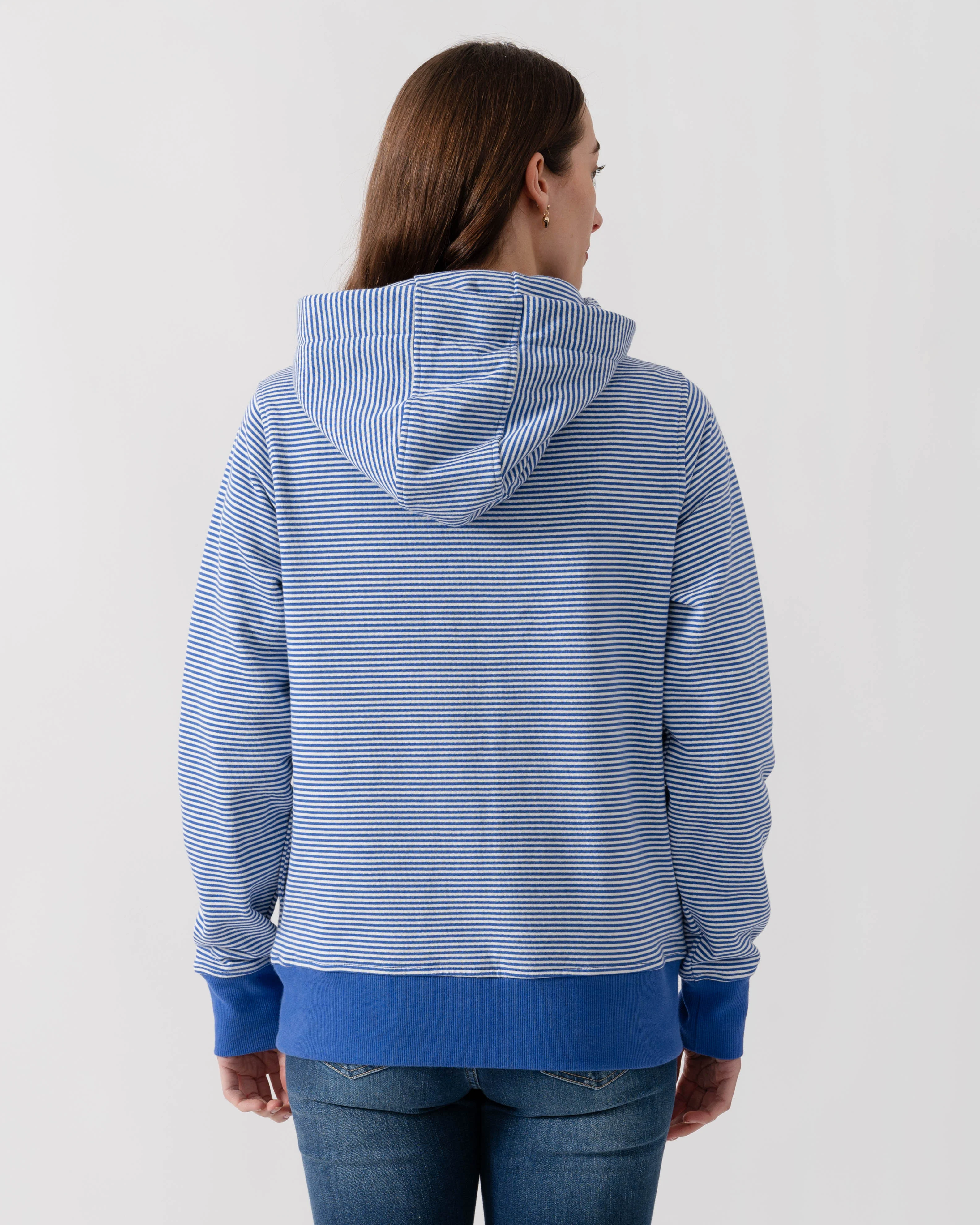 Joules Rushton Womens Cowl Neck Hoodie - Blue/White - Image 3