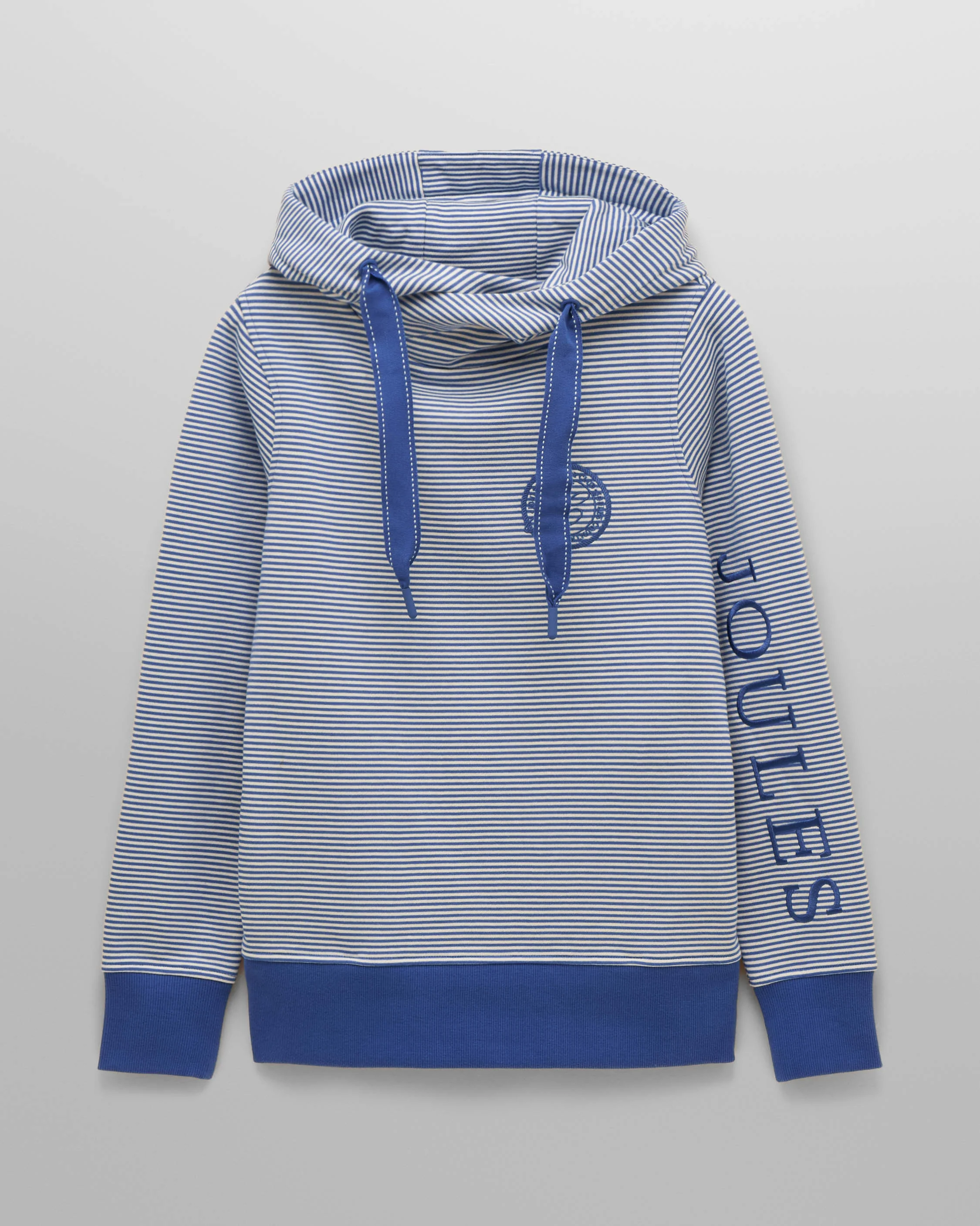Joules Rushton Womens Cowl Neck Hoodie - Blue/White - Image 5
