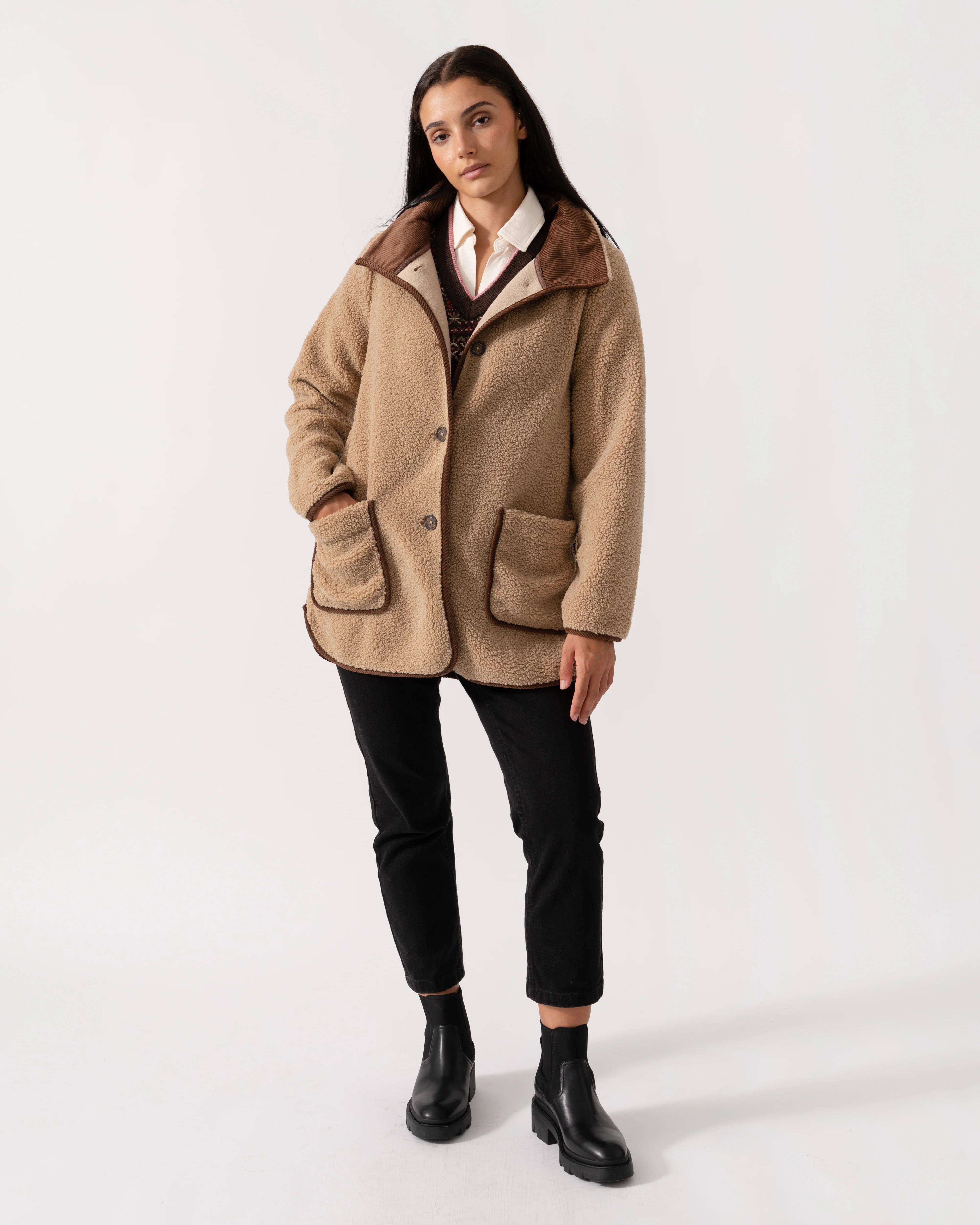 Joules Sadie Longline Jacket - Neutral - Image 2