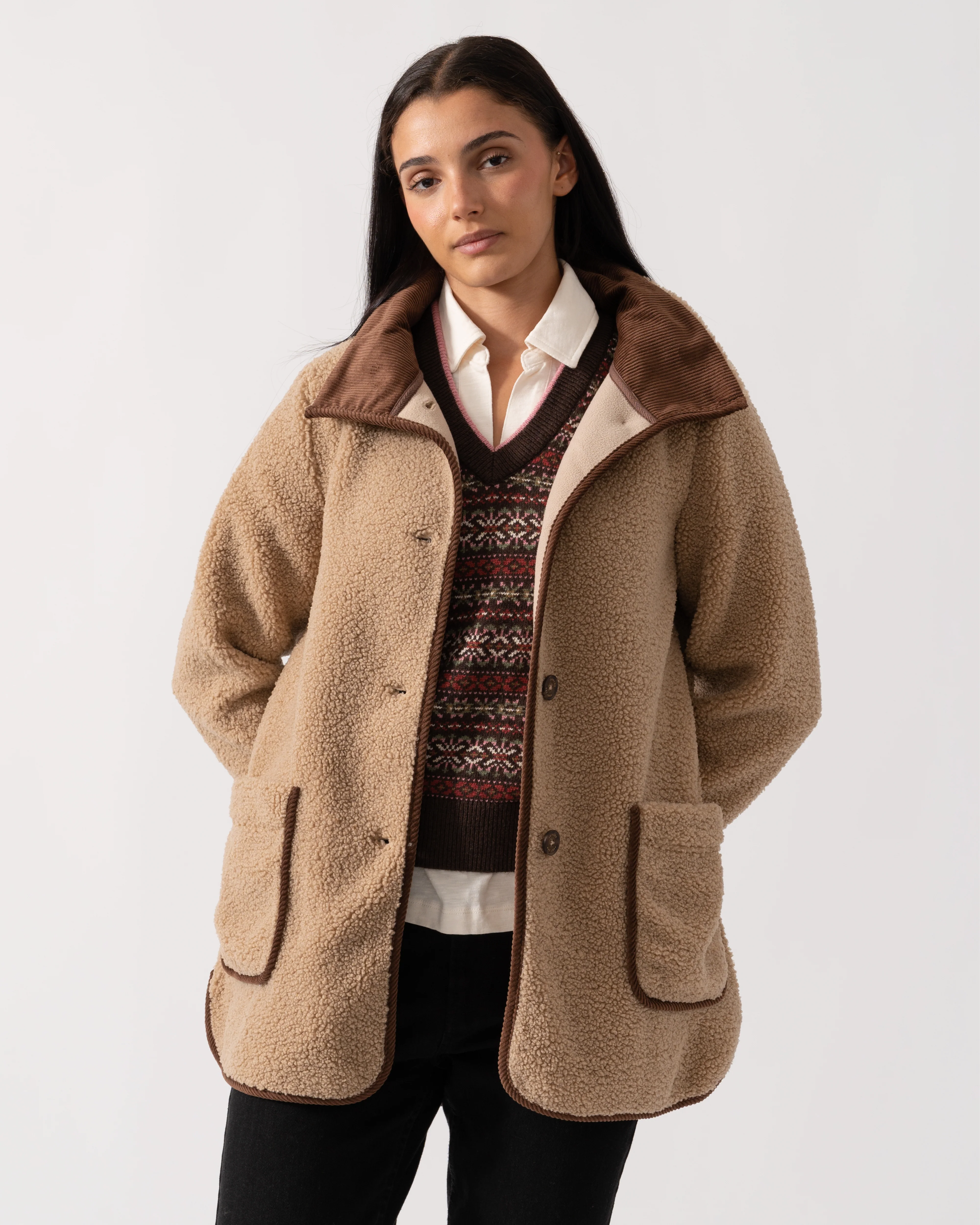 Joules Sadie Longline Jacket - Neutral - Image 3