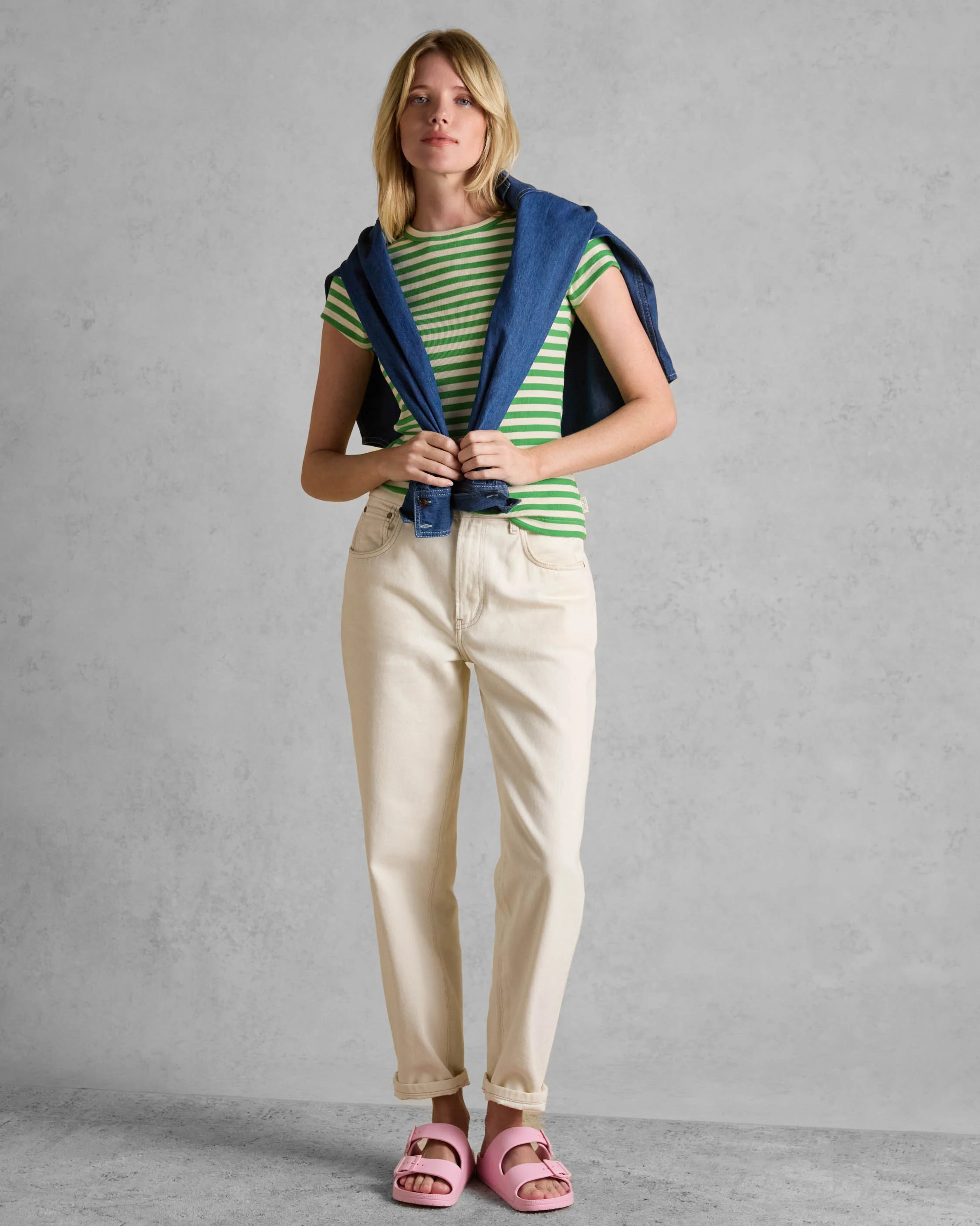 Joules Sophie Womens Short Sleeve T-Shirt - Green Stripe - Image 4