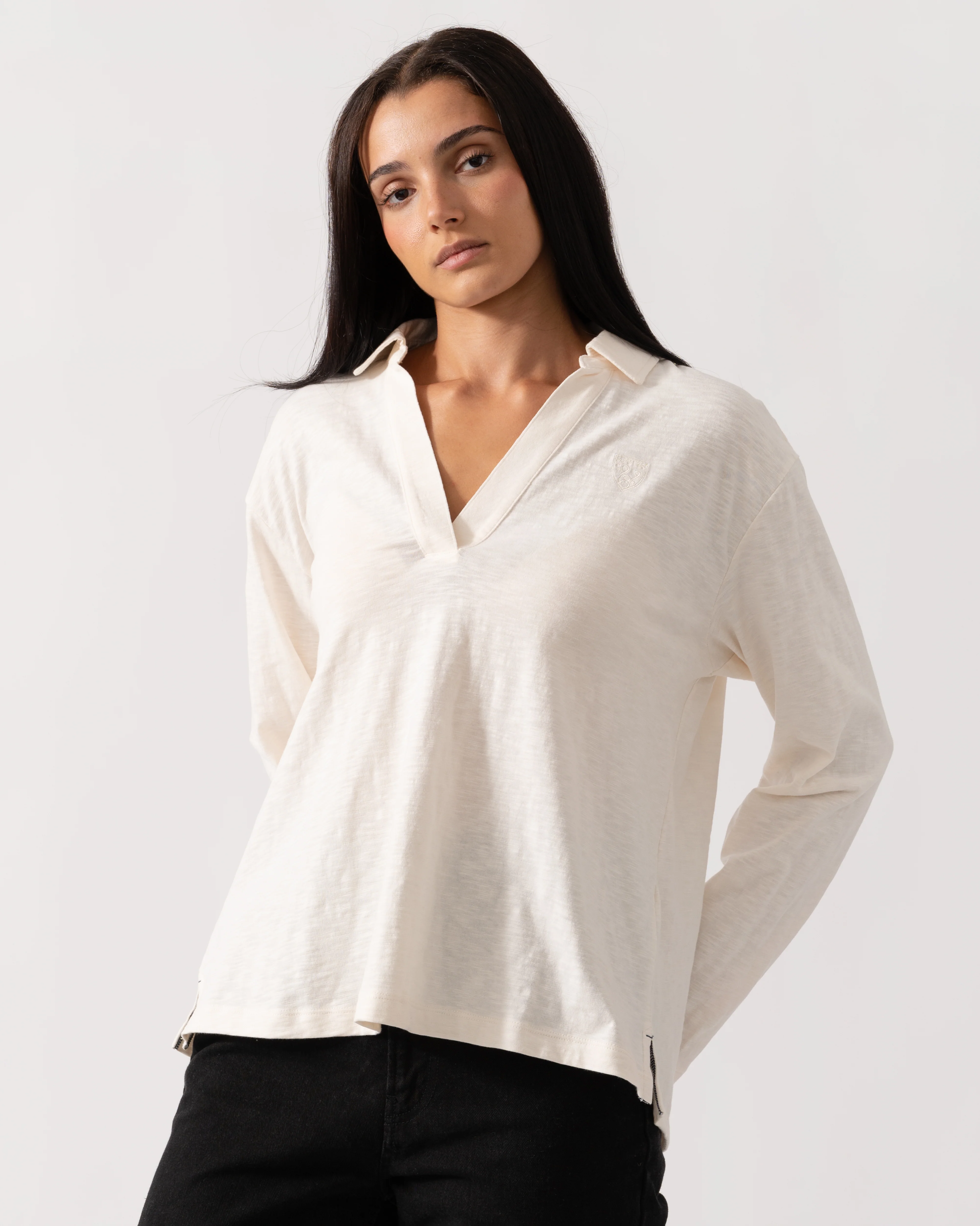 Joules Tallie Slub Womens Long Sleeve Top - Cream - Image 3