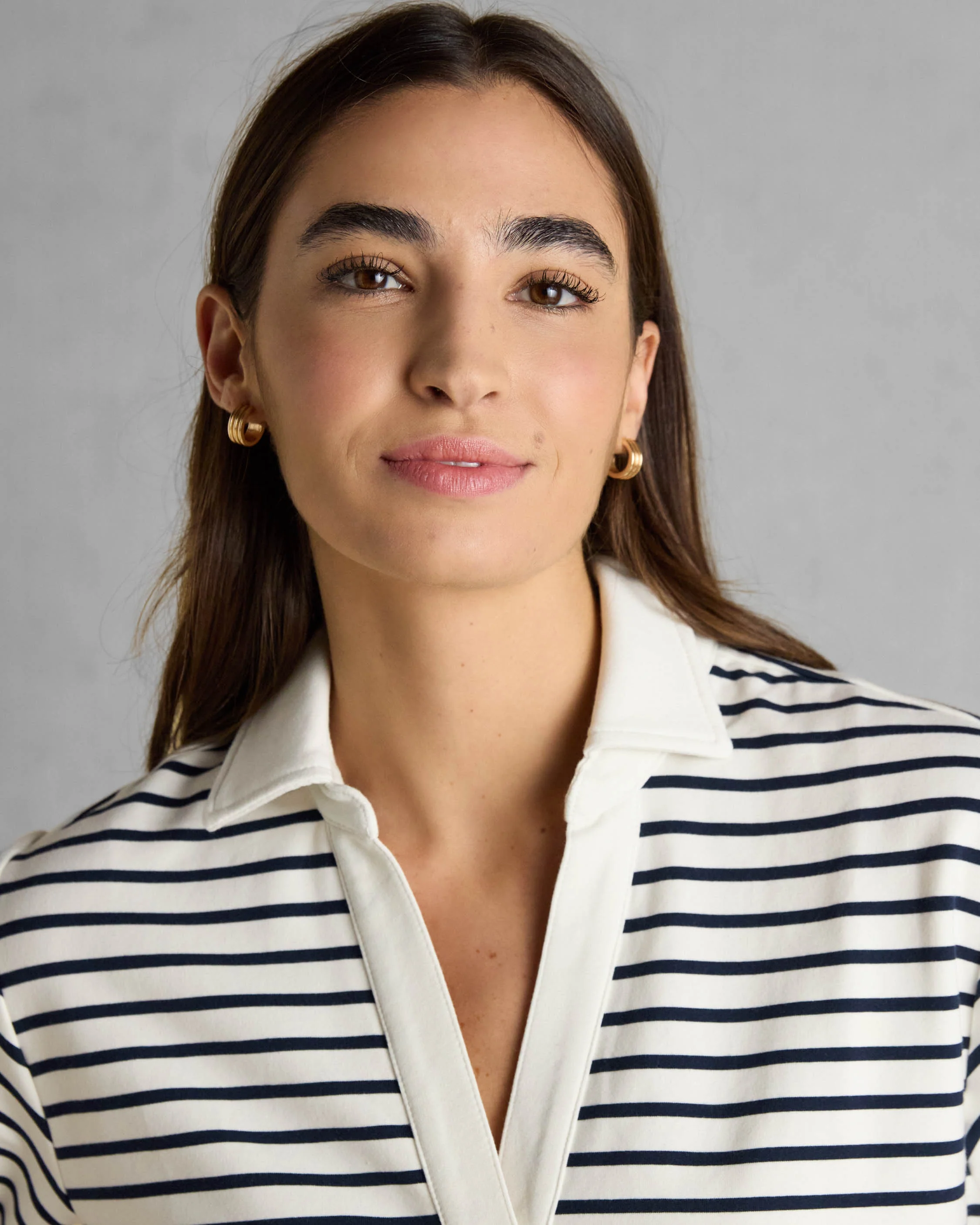 Joules Tallie Sweat Womens Collared Top - Navy/Cream - Image 3
