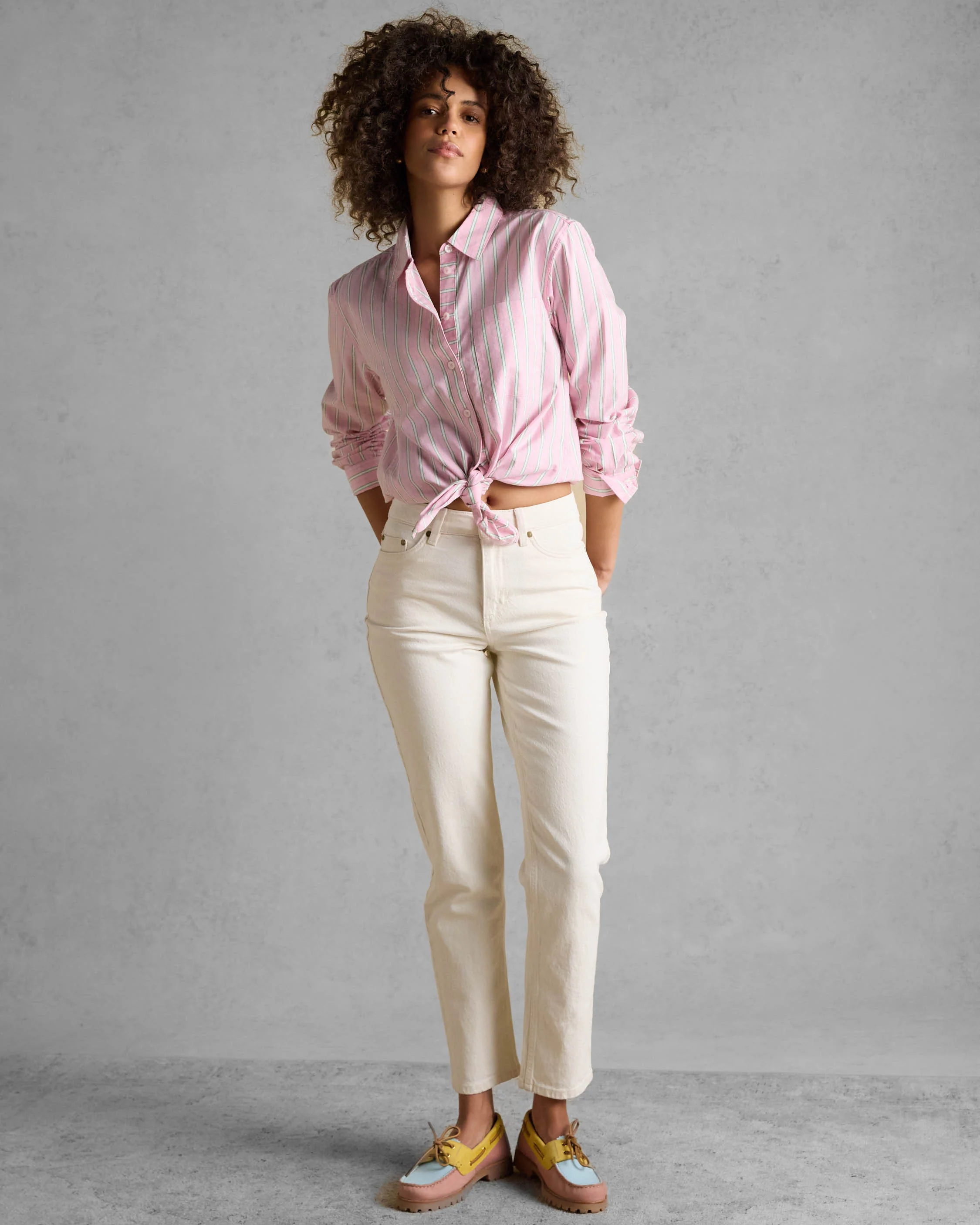 Joules Womens Boyfriend Oxford Shirt - Pink Stripe - Image 2