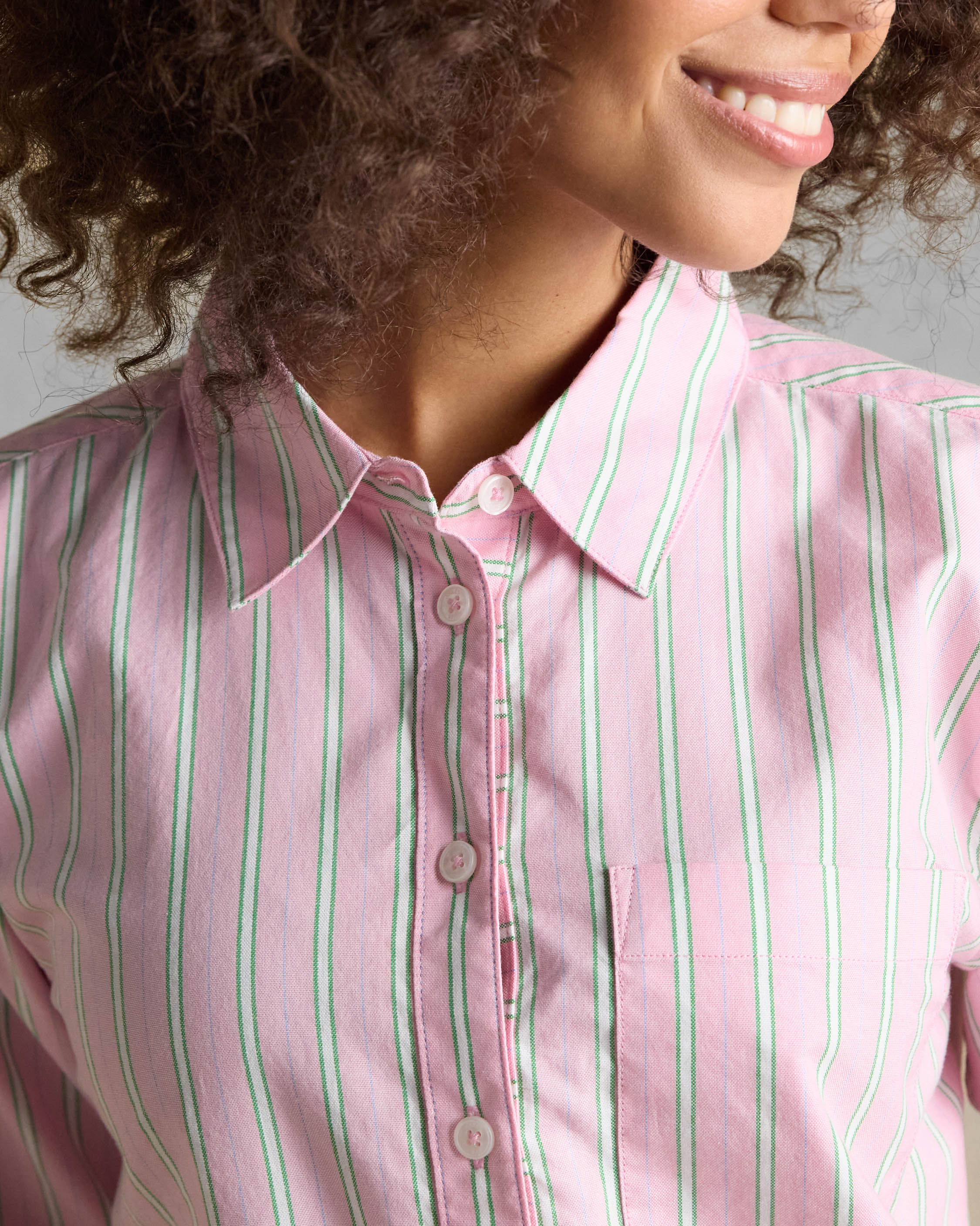 Joules Womens Boyfriend Oxford Shirt - Pink Stripe - Image 3