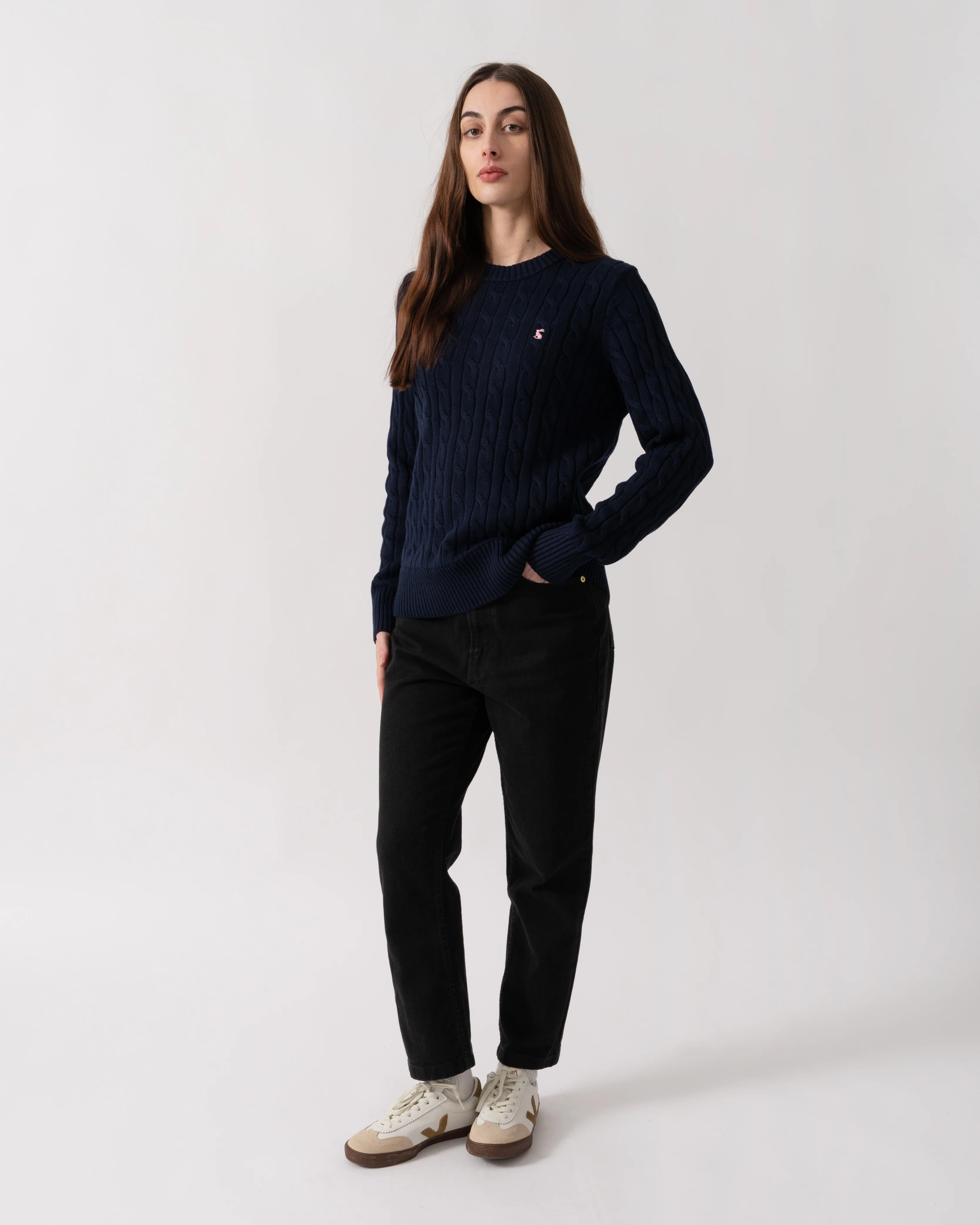 Joules Womens Classic Cable Knit Jumper - Navy - Image 2
