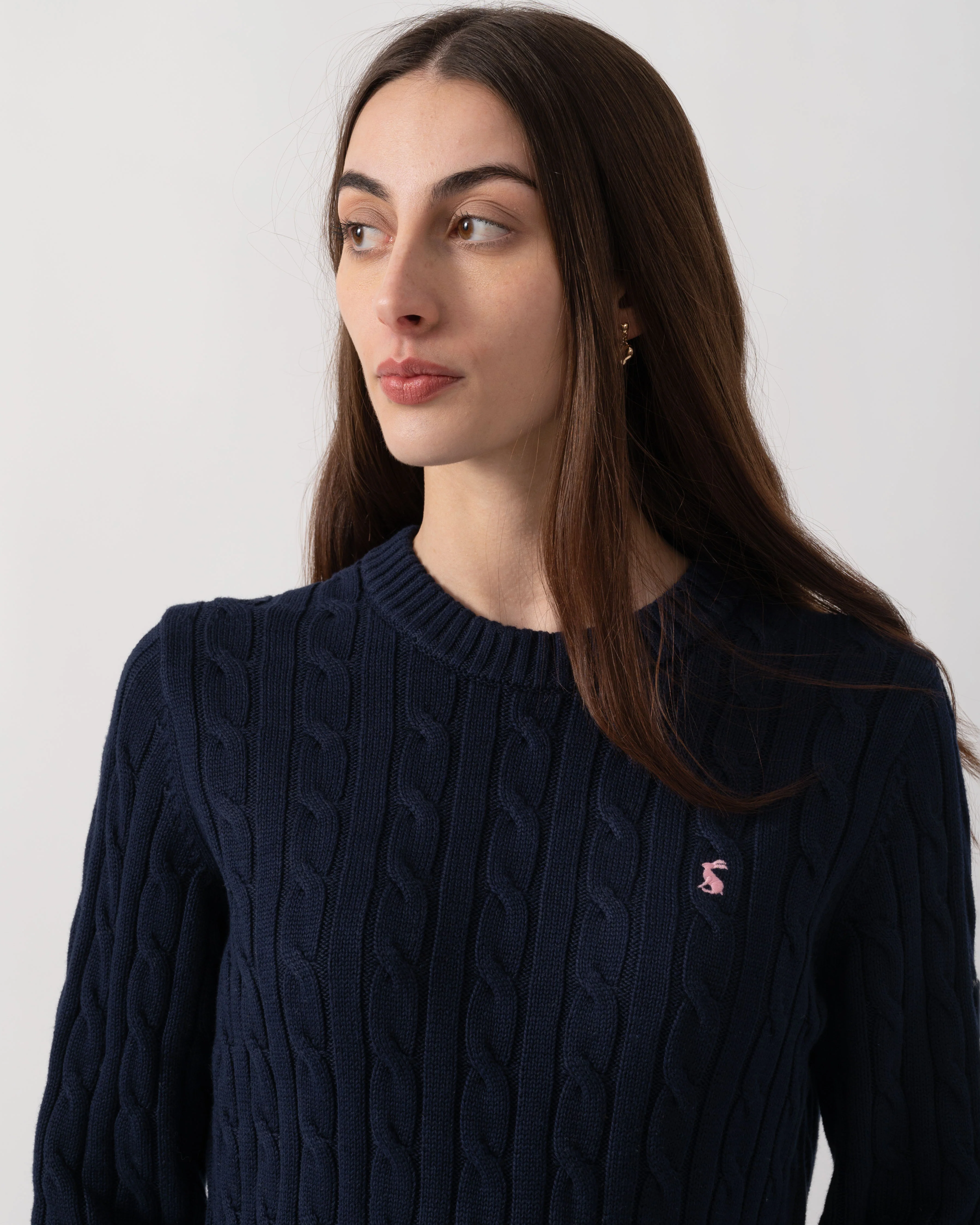 Joules Womens Classic Cable Knit Jumper - Navy - Image 3