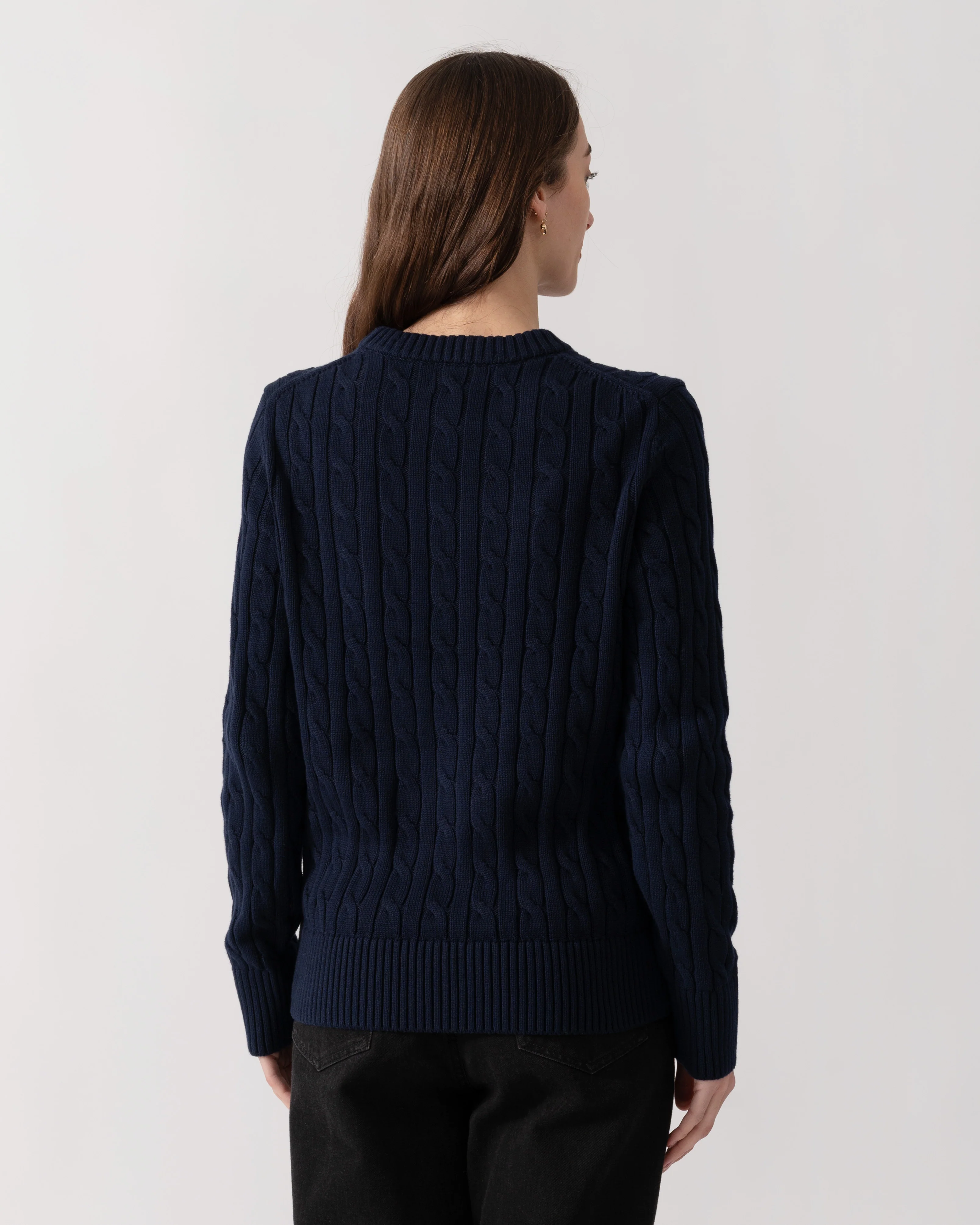 Joules Womens Classic Cable Knit Jumper - Navy - Image 4