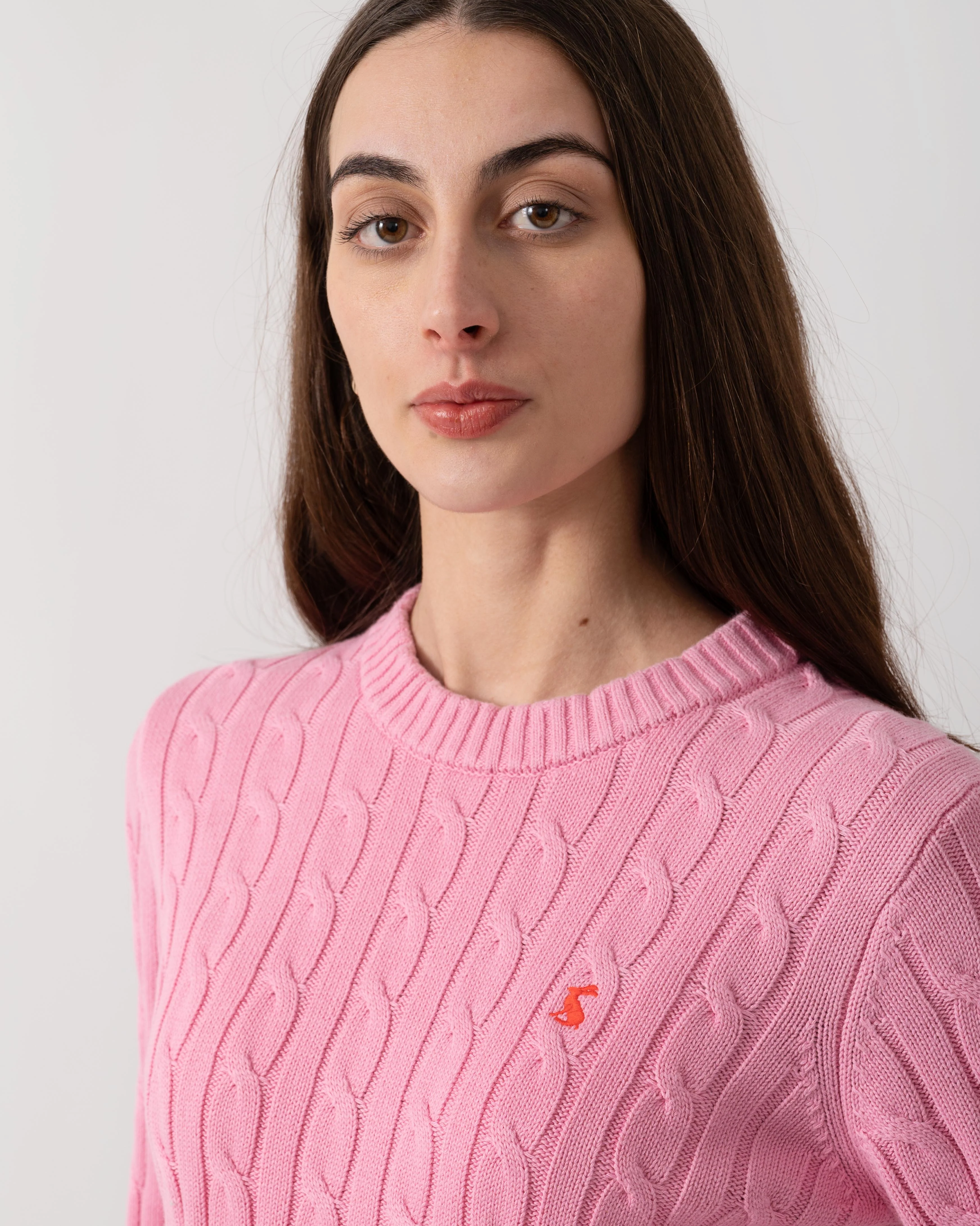 Joules Womens Classic Cable Knit Jumper - Pink - Image 3