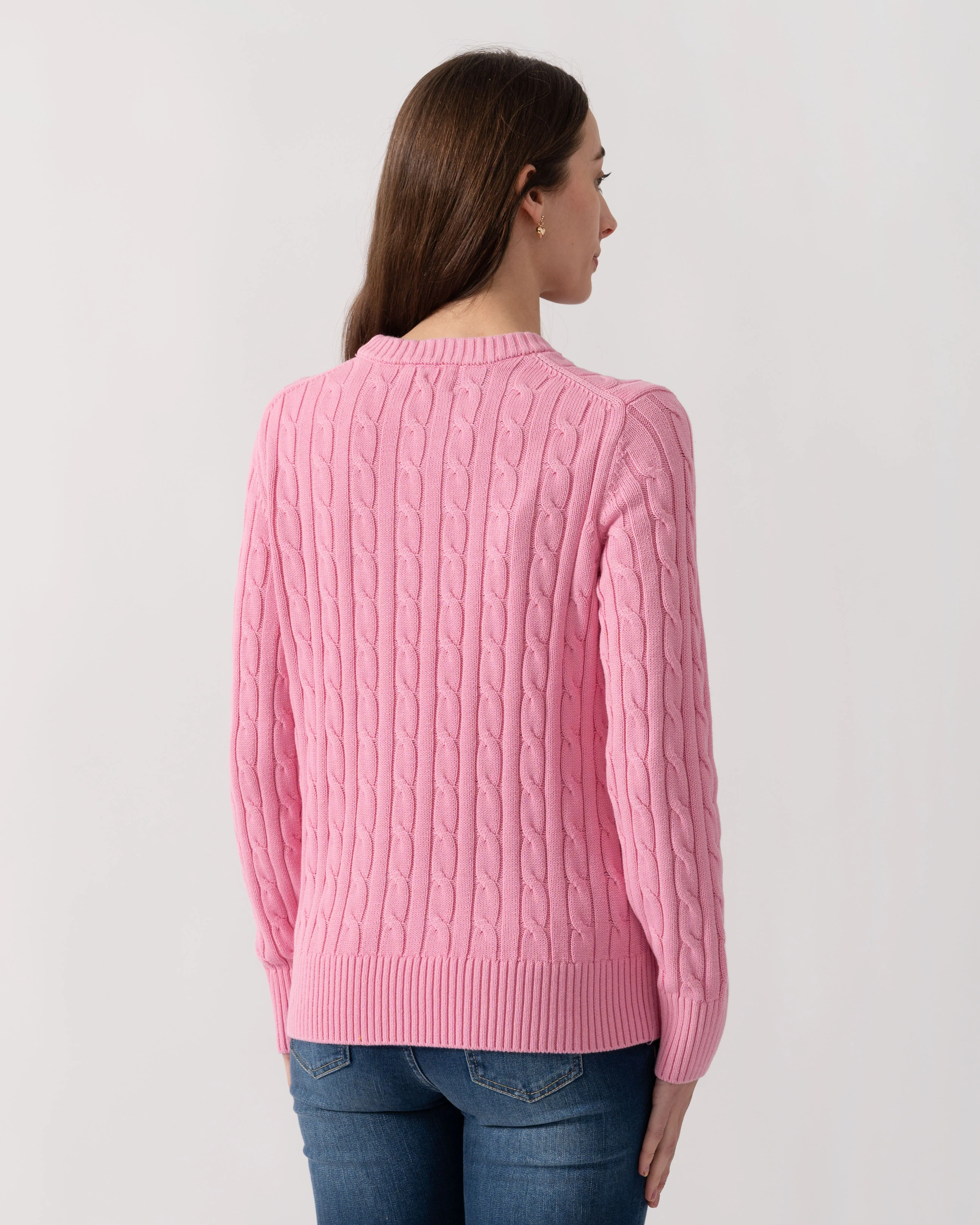 Joules Womens Classic Cable Knit Jumper - Pink - Image 4