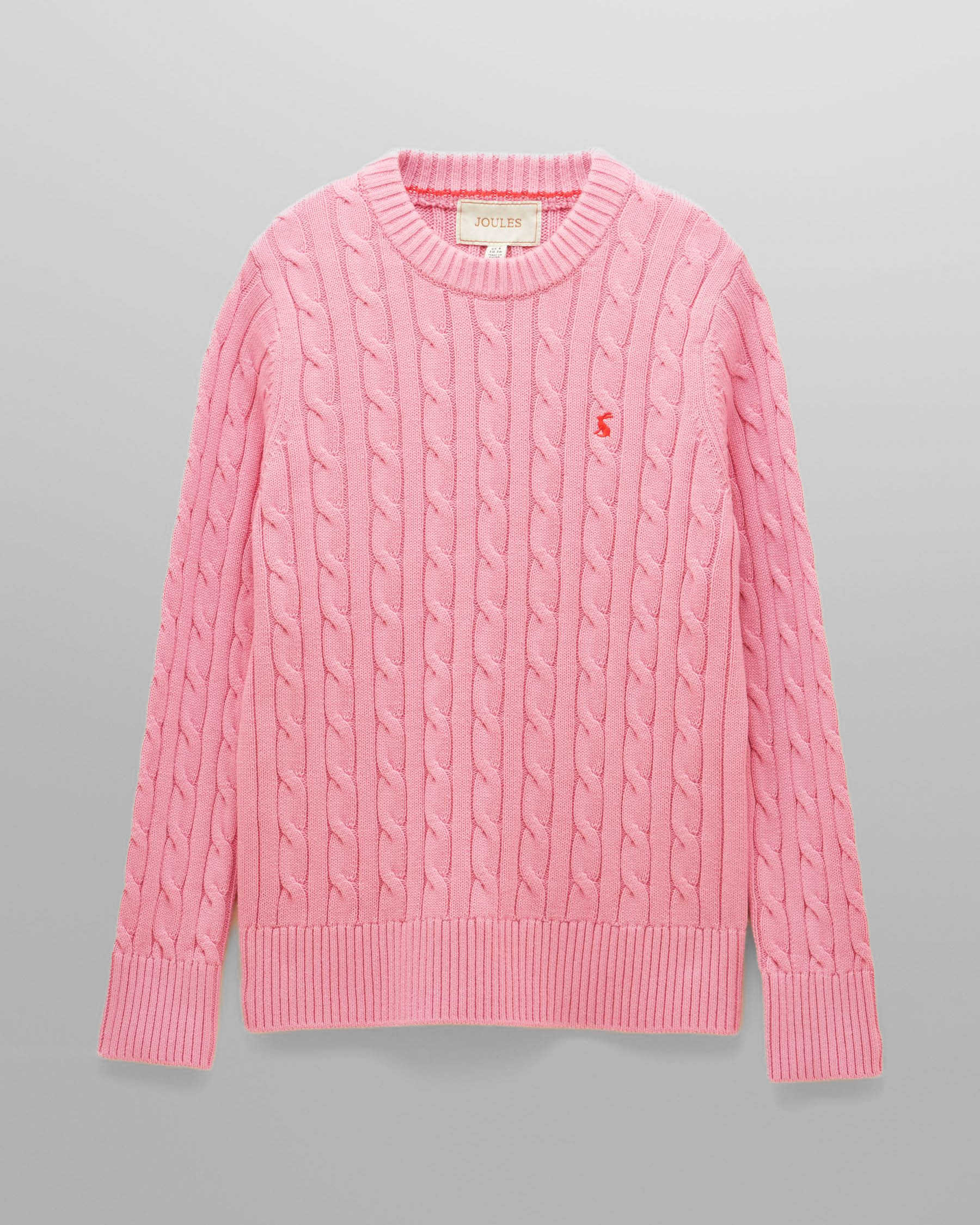 Joules Womens Classic Cable Knit Jumper - Pink - Image 5
