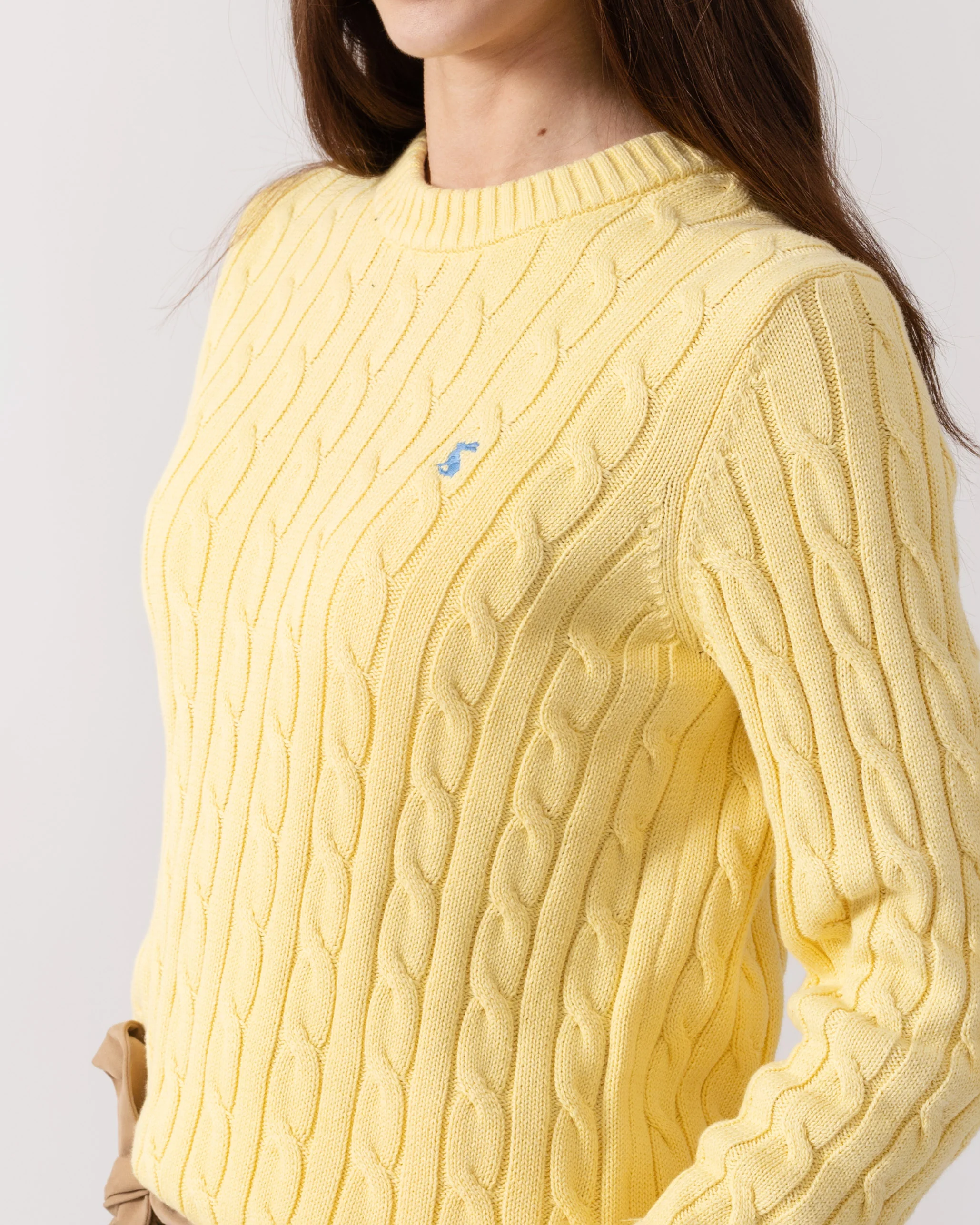 Joules Womens Classic Cable Knit Jumper - Yellow - Image 3