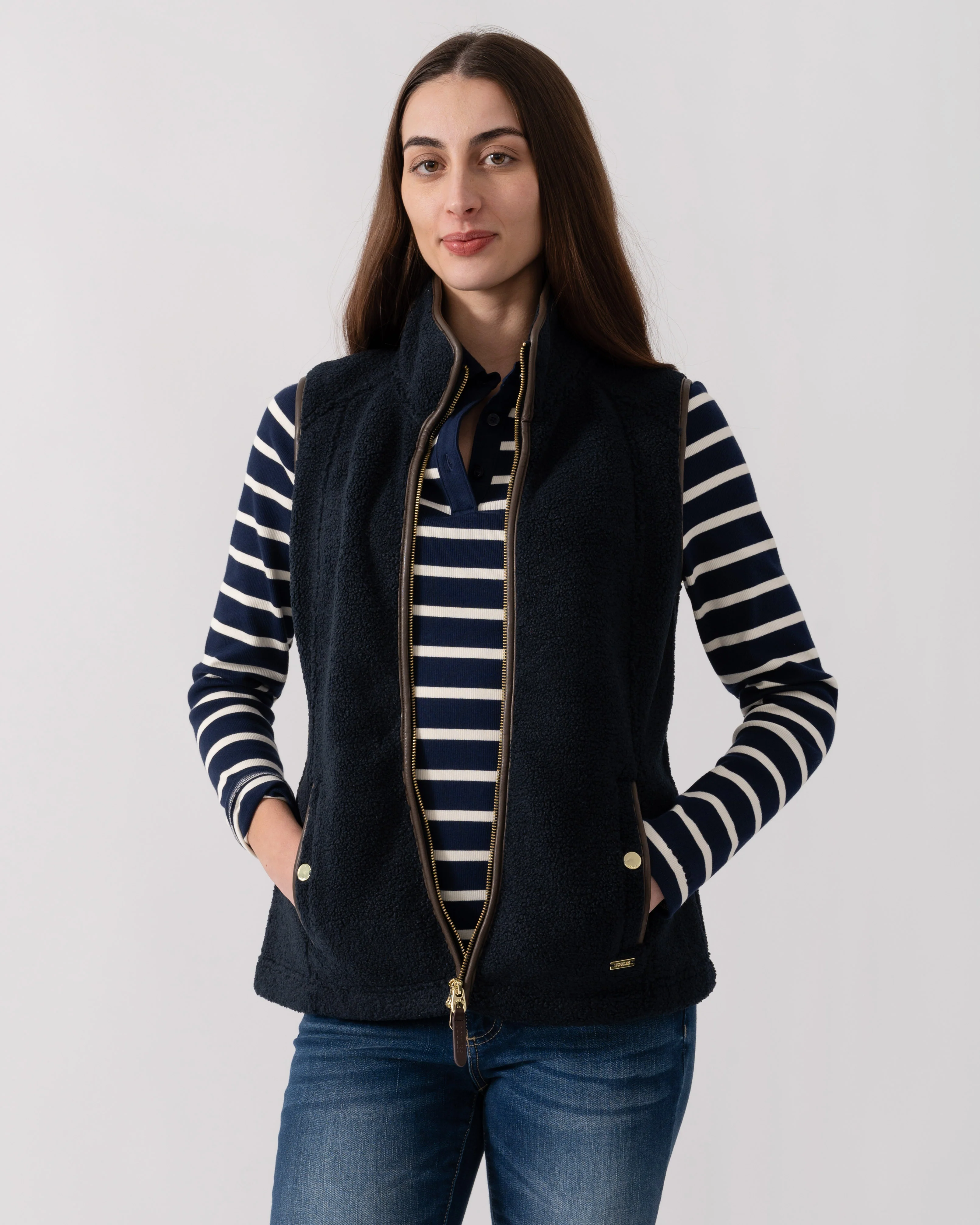 Joules Womens Heritage Borg Gilet - Navy - Image 2