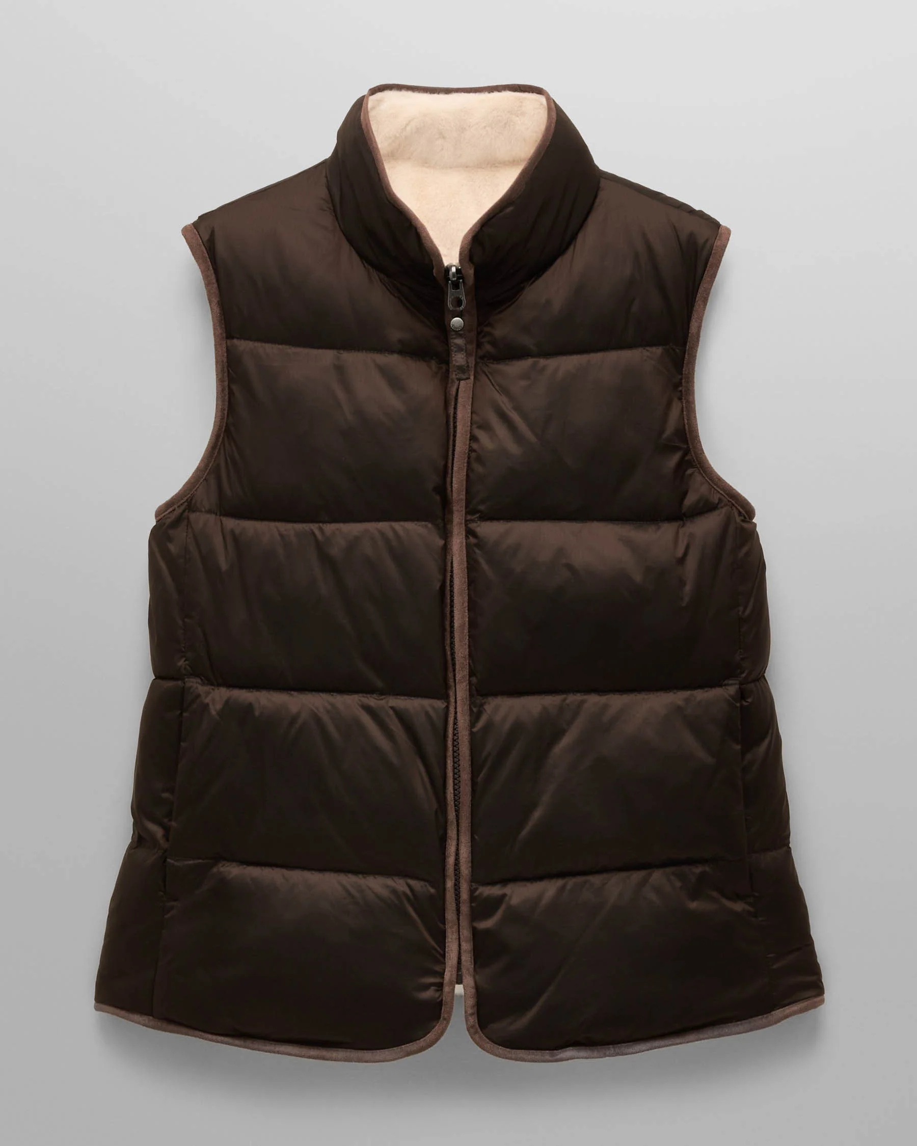 Joules Womens Reversible Faux Fur Gilet - Brown/Cream - Image 5