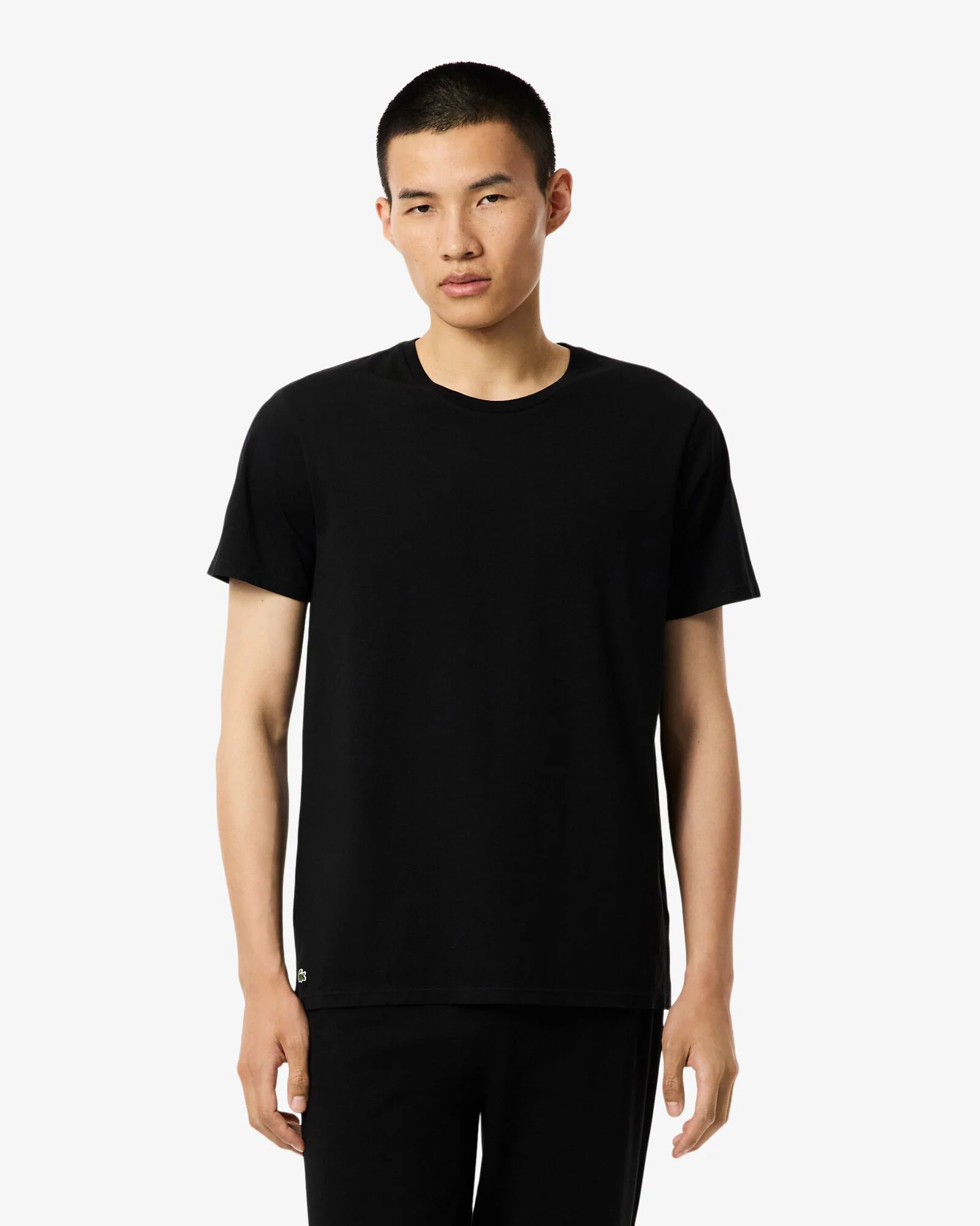 Lacoste 3-Pack Cotton Crew Neck Mens T-Shirts - Black 031 - Image 2