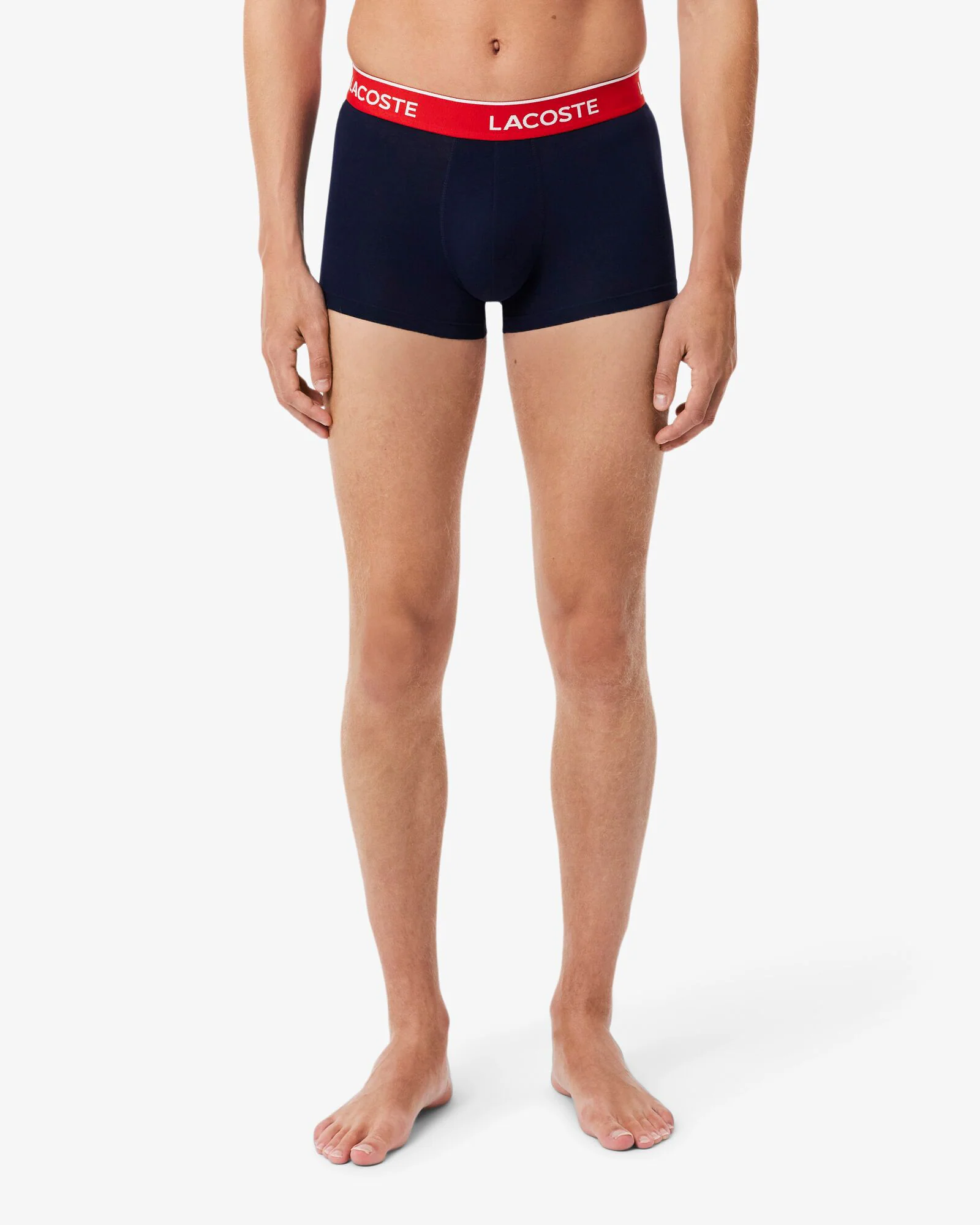 Lacoste 3-Pack Mens Trunks - Navy Blue/Green-Red-Navy HY0 - Image 3