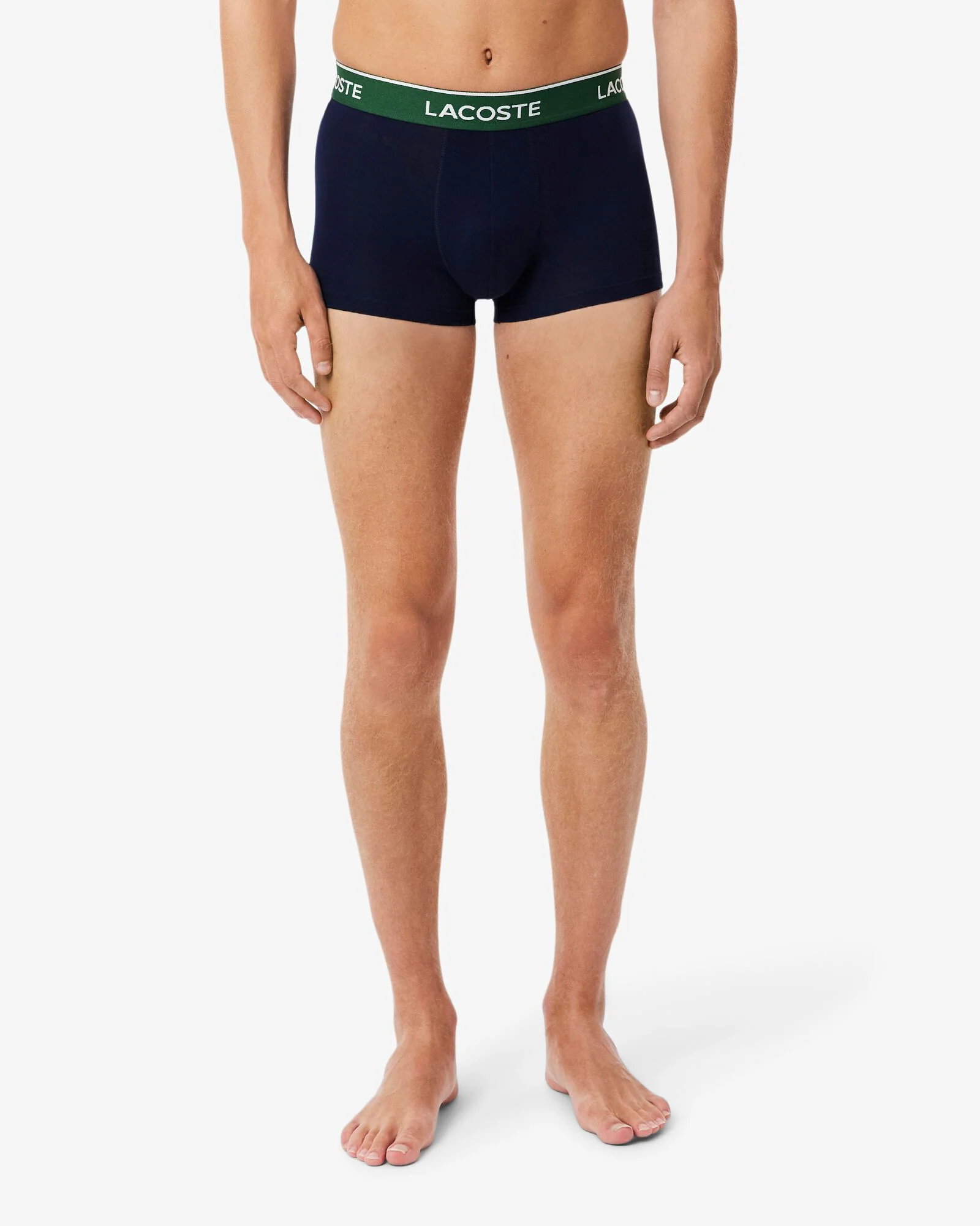 Lacoste 3-Pack Mens Trunks - Navy Blue/Green-Red-Navy HY0 - Image 4