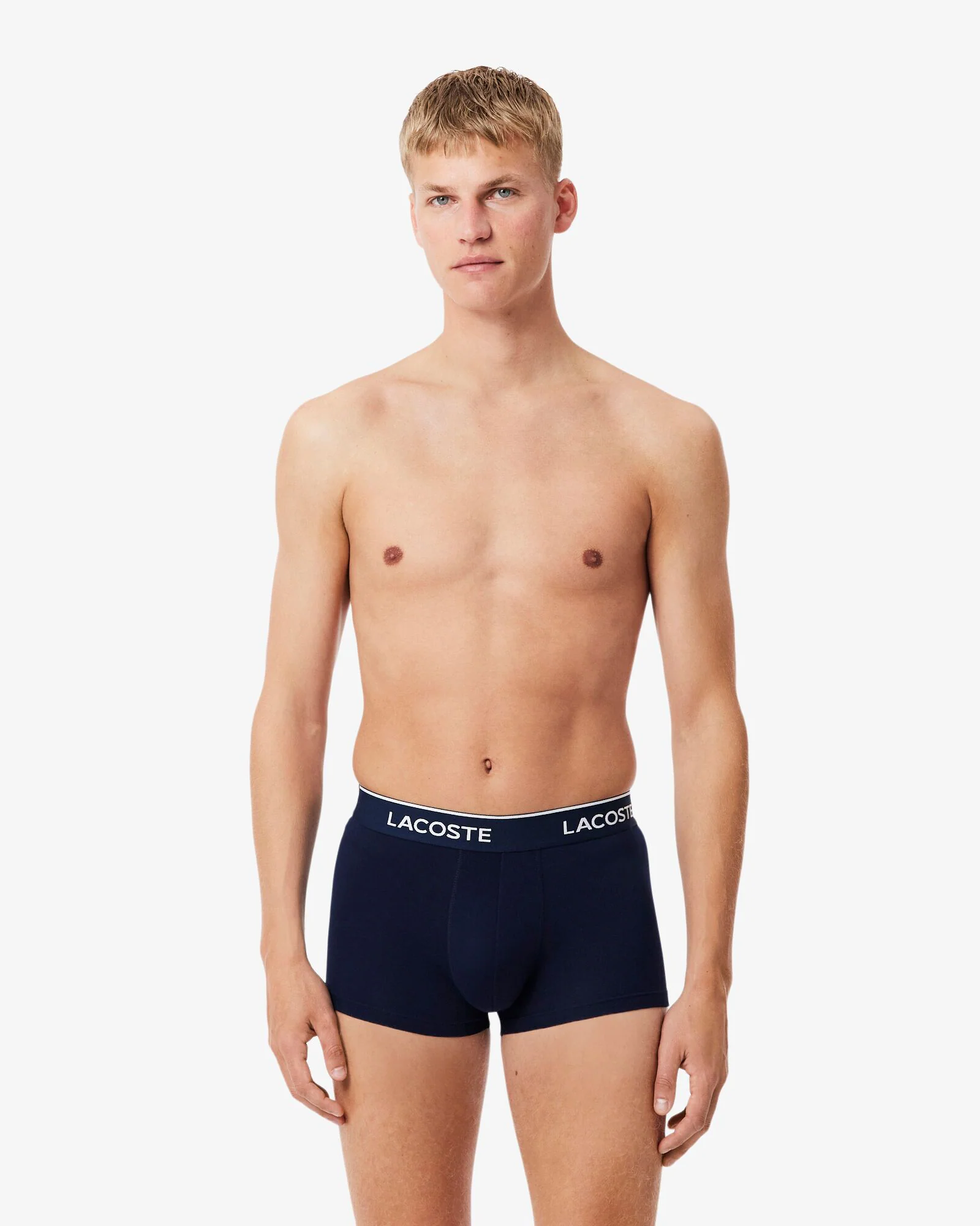 Lacoste 3-Pack Mens Trunks - Navy Blue/Green-Red-Navy HY0 - Image 5