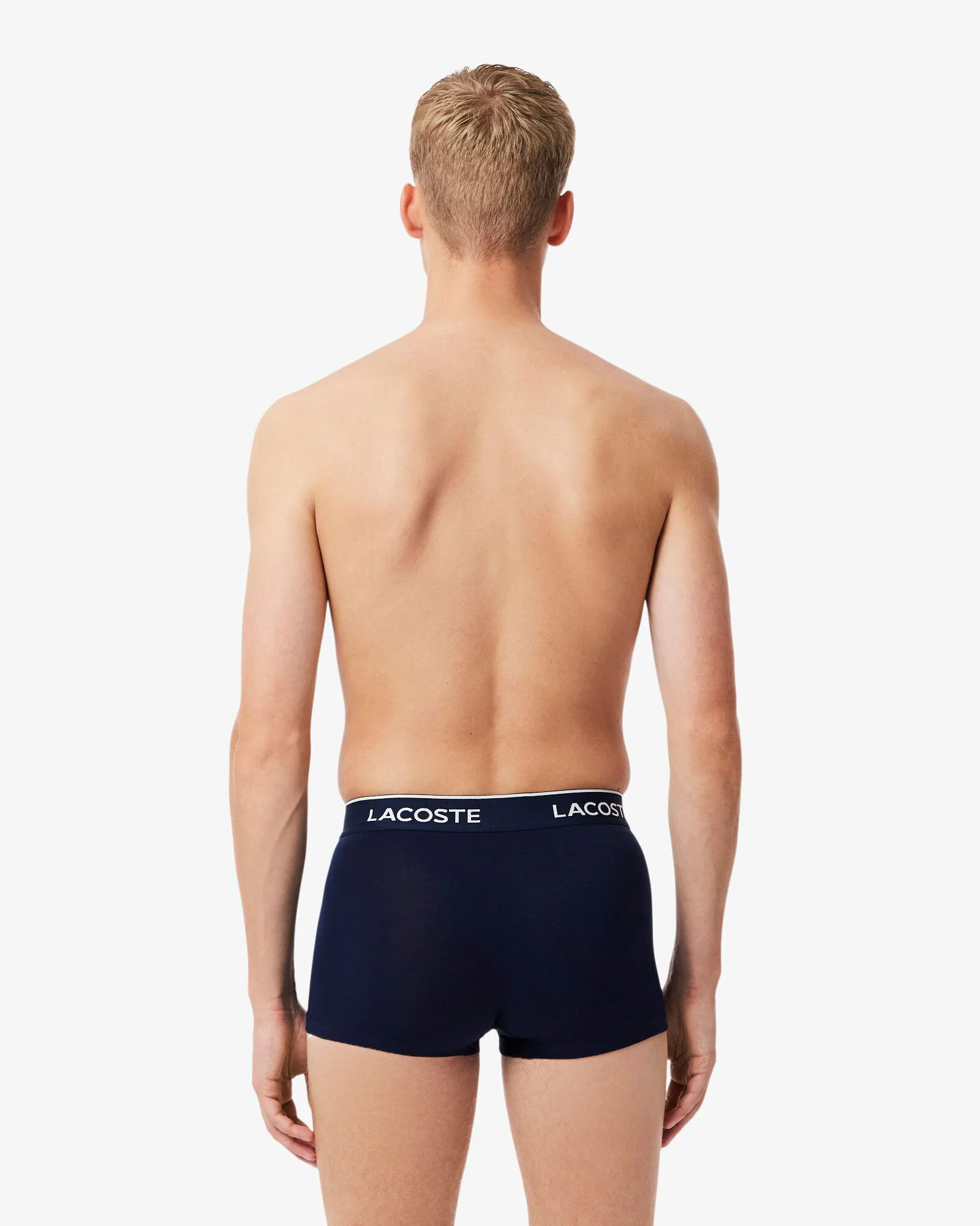 Lacoste 3-Pack Mens Trunks - Navy Blue/Green-Red-Navy HY0 - Image 7
