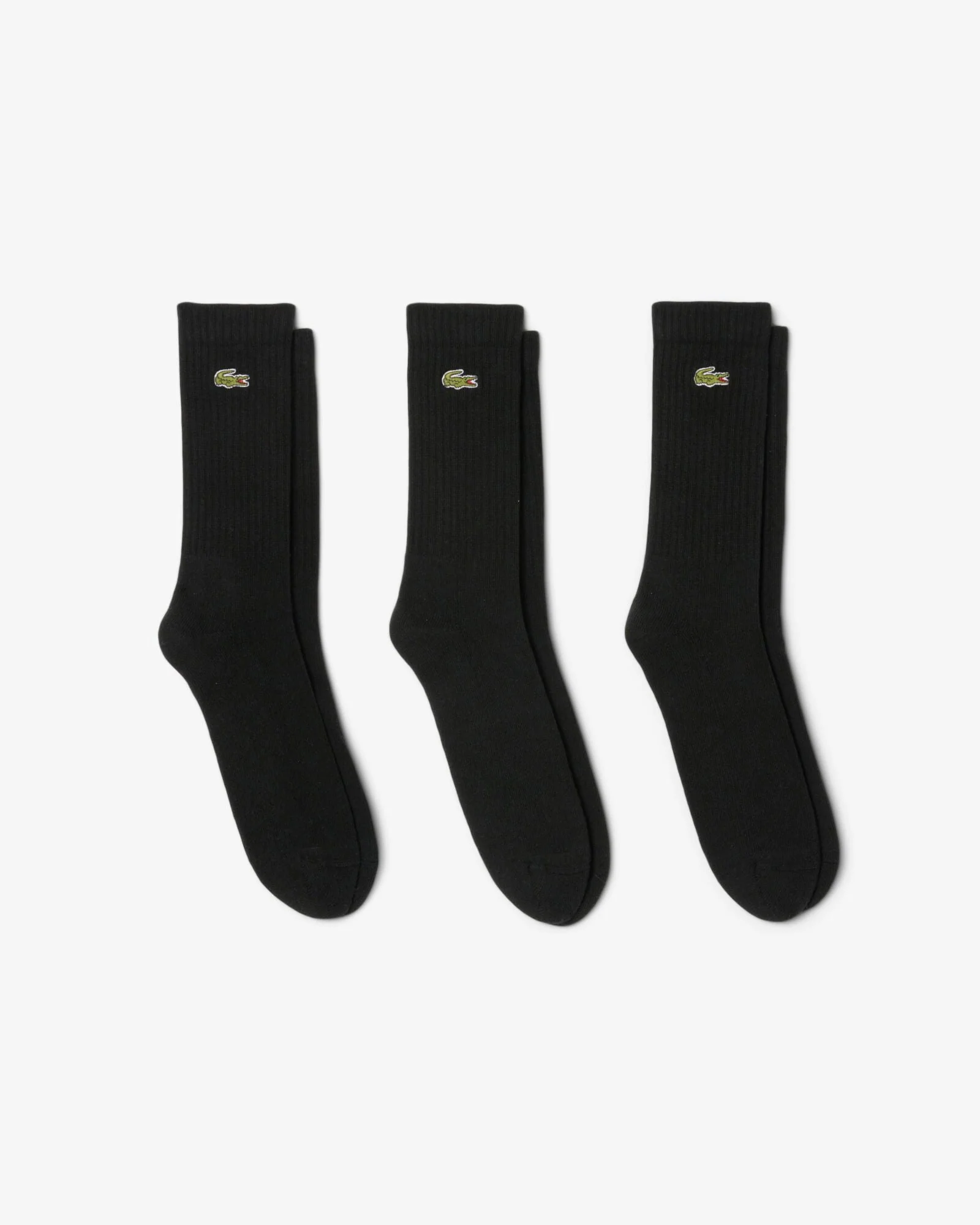 Lacoste 3 Pack Sport Mens High Cut Socks - Black/Black-Black 8VM
