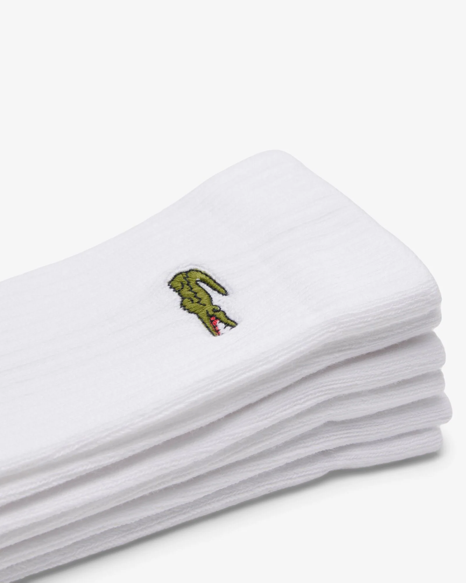 Lacoste 3 Pack Sport Mens High Cut Socks - White/White-White Z92 - Image 3