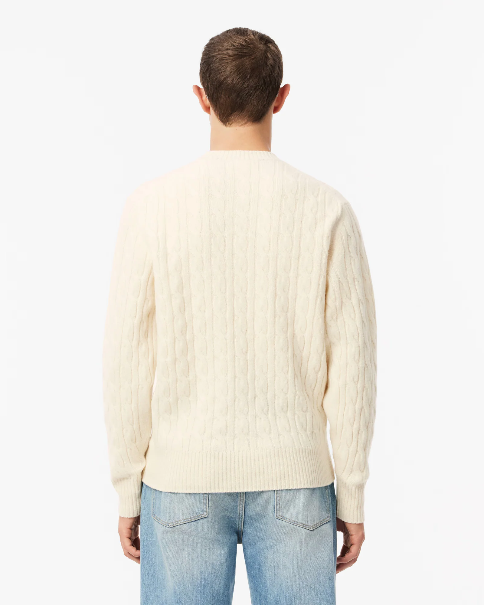 Lacoste Carded Wool Cable Knit Crew Neck Mens Sweater - Lapland XFJ - Image 4