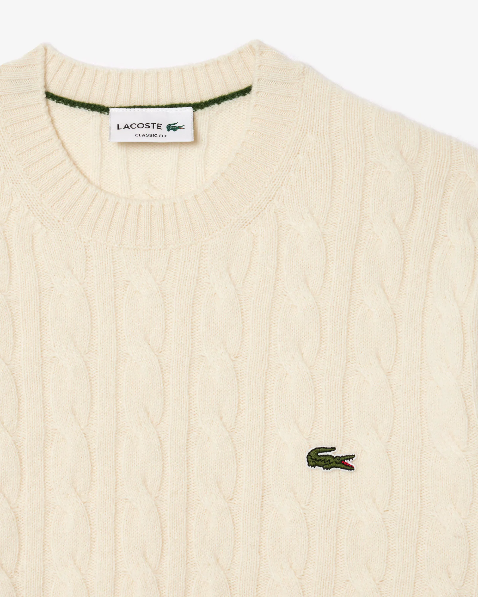 Lacoste Carded Wool Cable Knit Crew Neck Mens Sweater - Lapland XFJ - Image 5