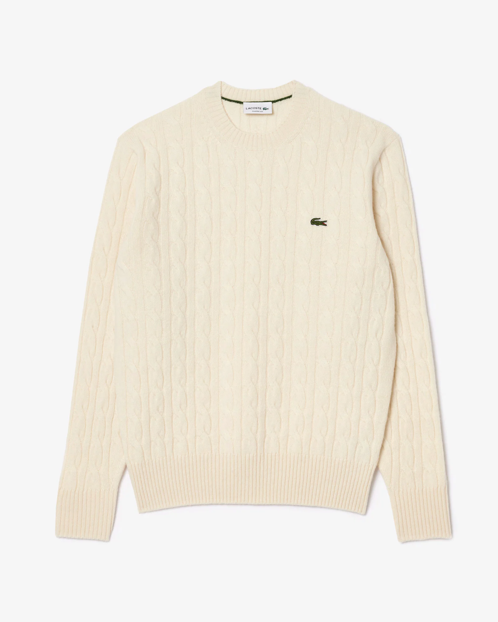 Lacoste Carded Wool Cable Knit Crew Neck Mens Sweater - Lapland XFJ - Image 6