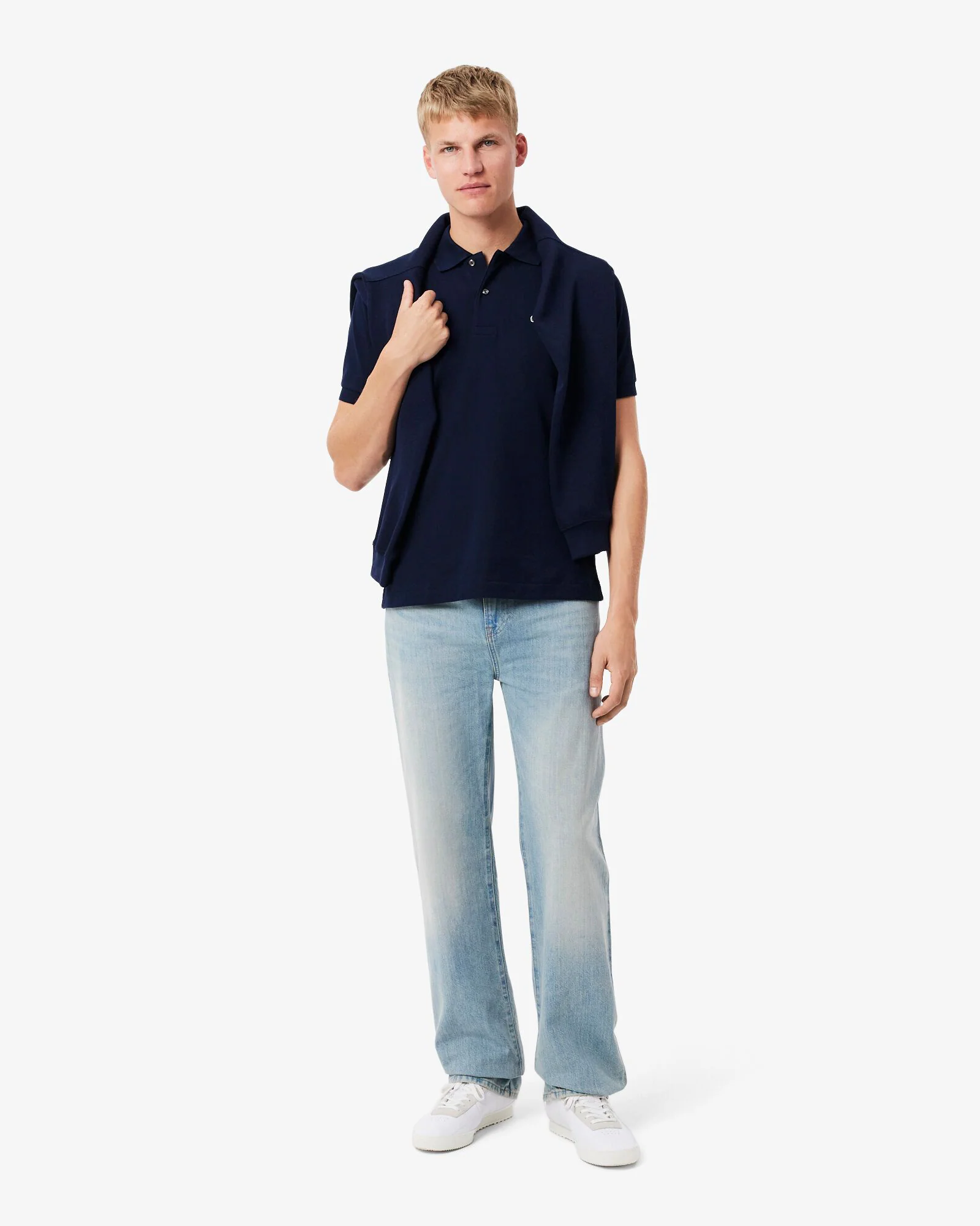 Lacoste Classic Fit L.12.12 Mens Short Sleeve Polo Shirt - Navy Blue 166 - Image 3