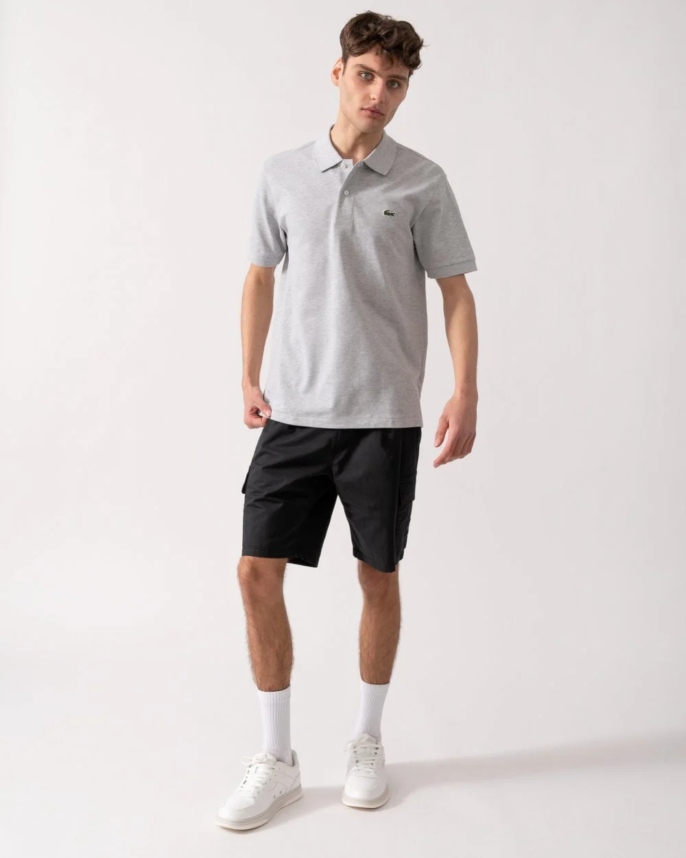 Lacoste Classic Fit L.12.12 Mens Short Sleeve Polo Shirt - Silver Chine CCA - Image 3
