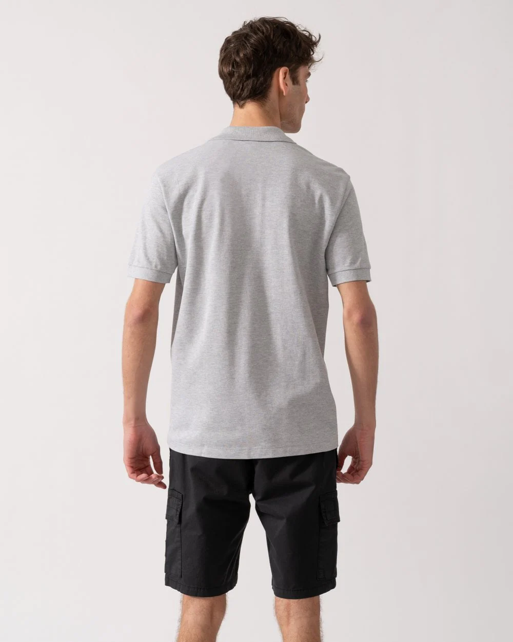 Lacoste Classic Fit L.12.12 Mens Short Sleeve Polo Shirt - Silver Chine CCA - Image 4