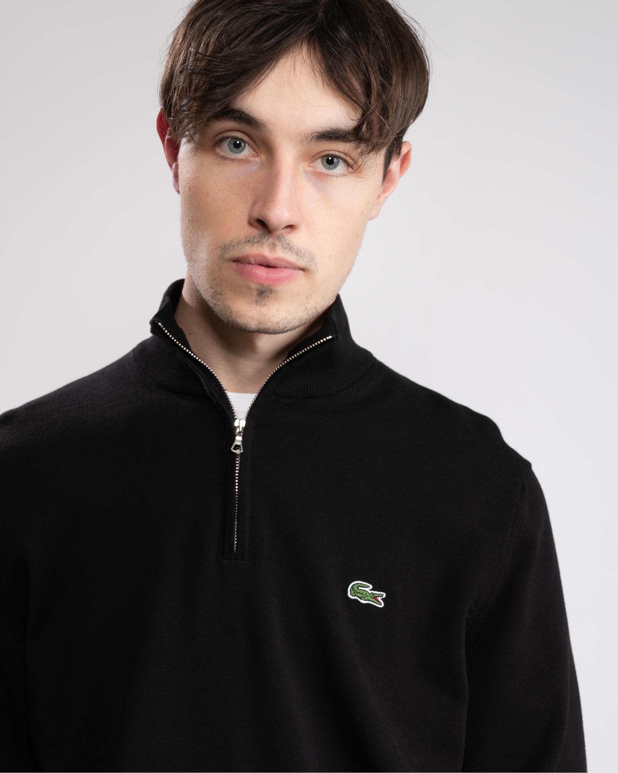 Lacoste Half Zip Logo Mens Sweatshirt - Black 031 - Image 2