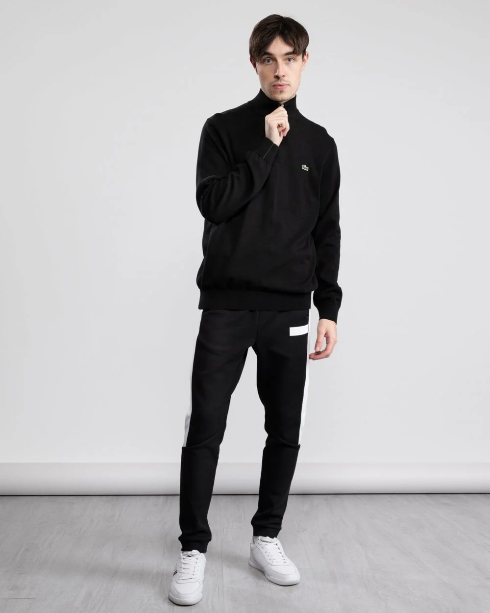 Lacoste Half Zip Logo Mens Sweatshirt - Black 031 - Image 3