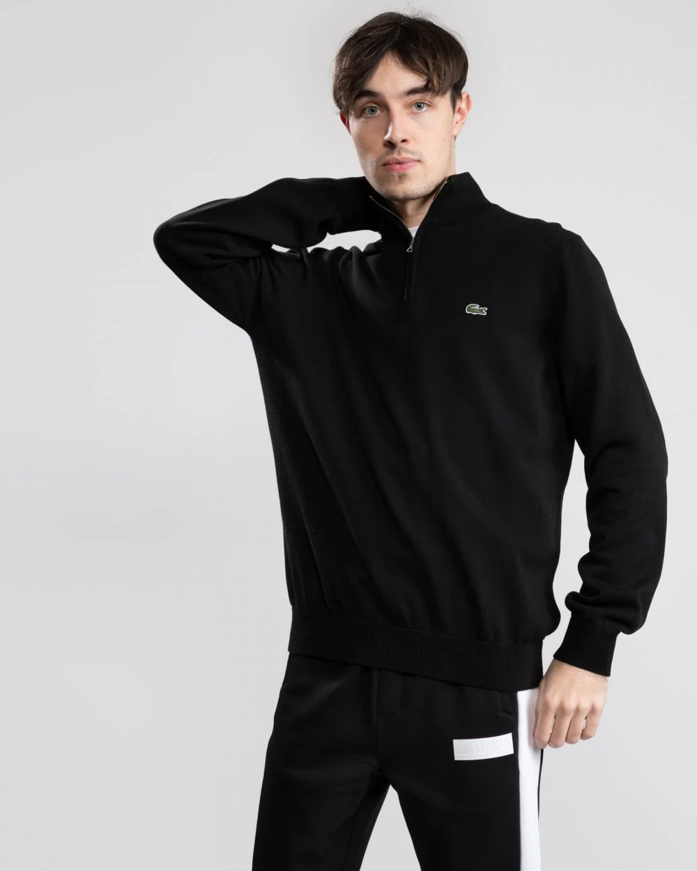 Lacoste Half Zip Logo Mens Sweatshirt - Black 031 - Image 4