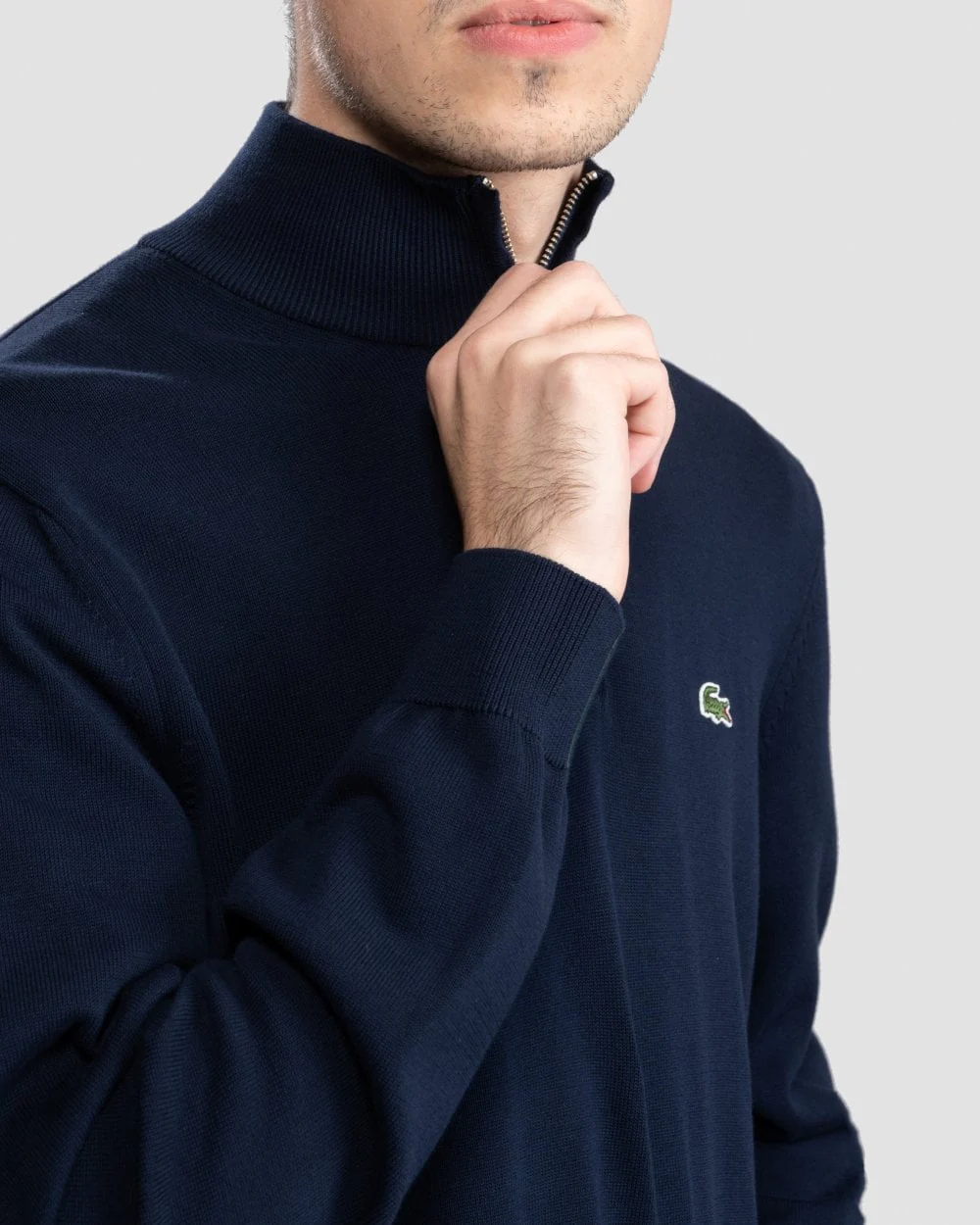 Lacoste Half Zip Logo Mens Sweatshirt - Navy Blue 166 - Image 3