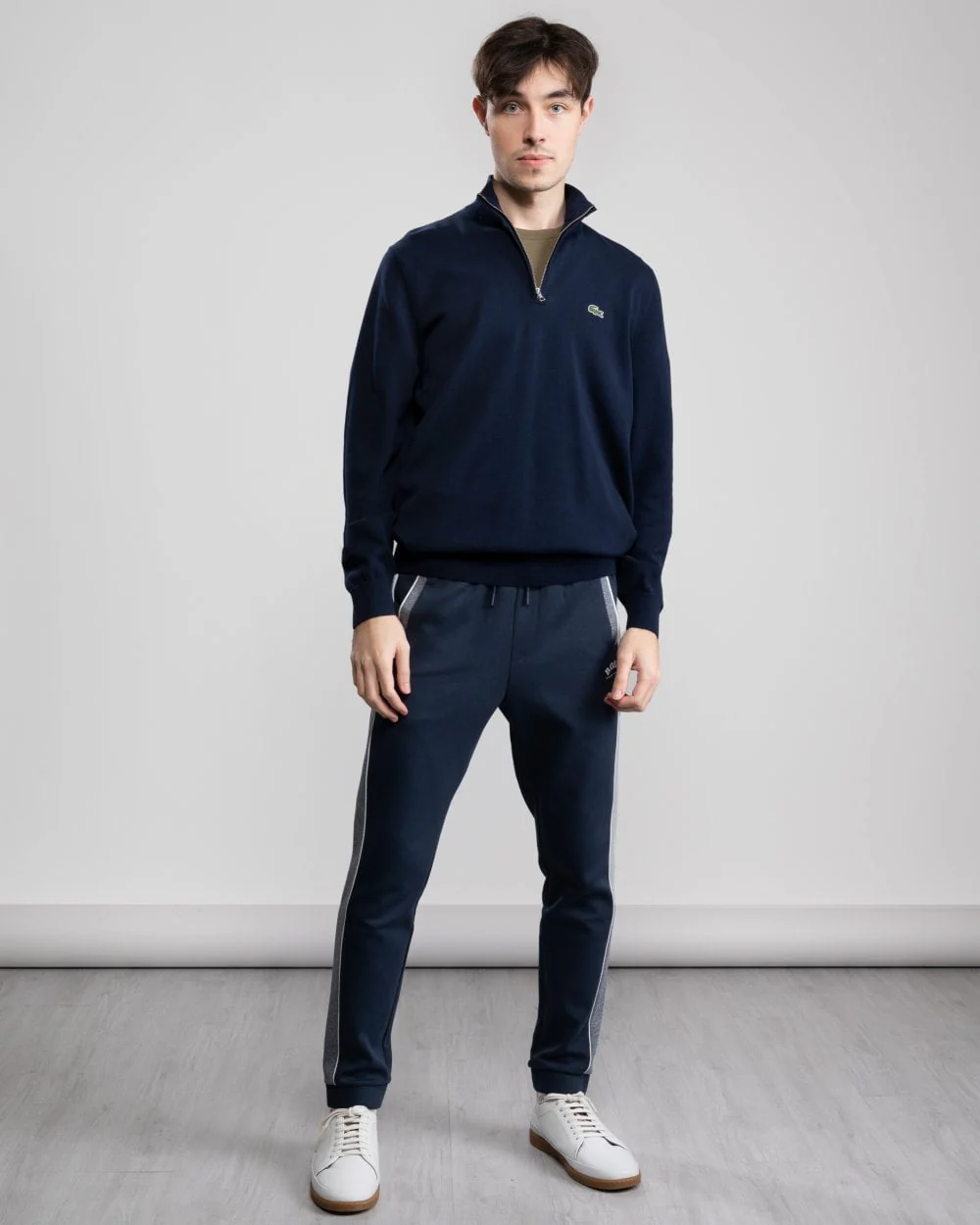 Lacoste Half Zip Logo Mens Sweatshirt - Navy Blue 166 - Image 5