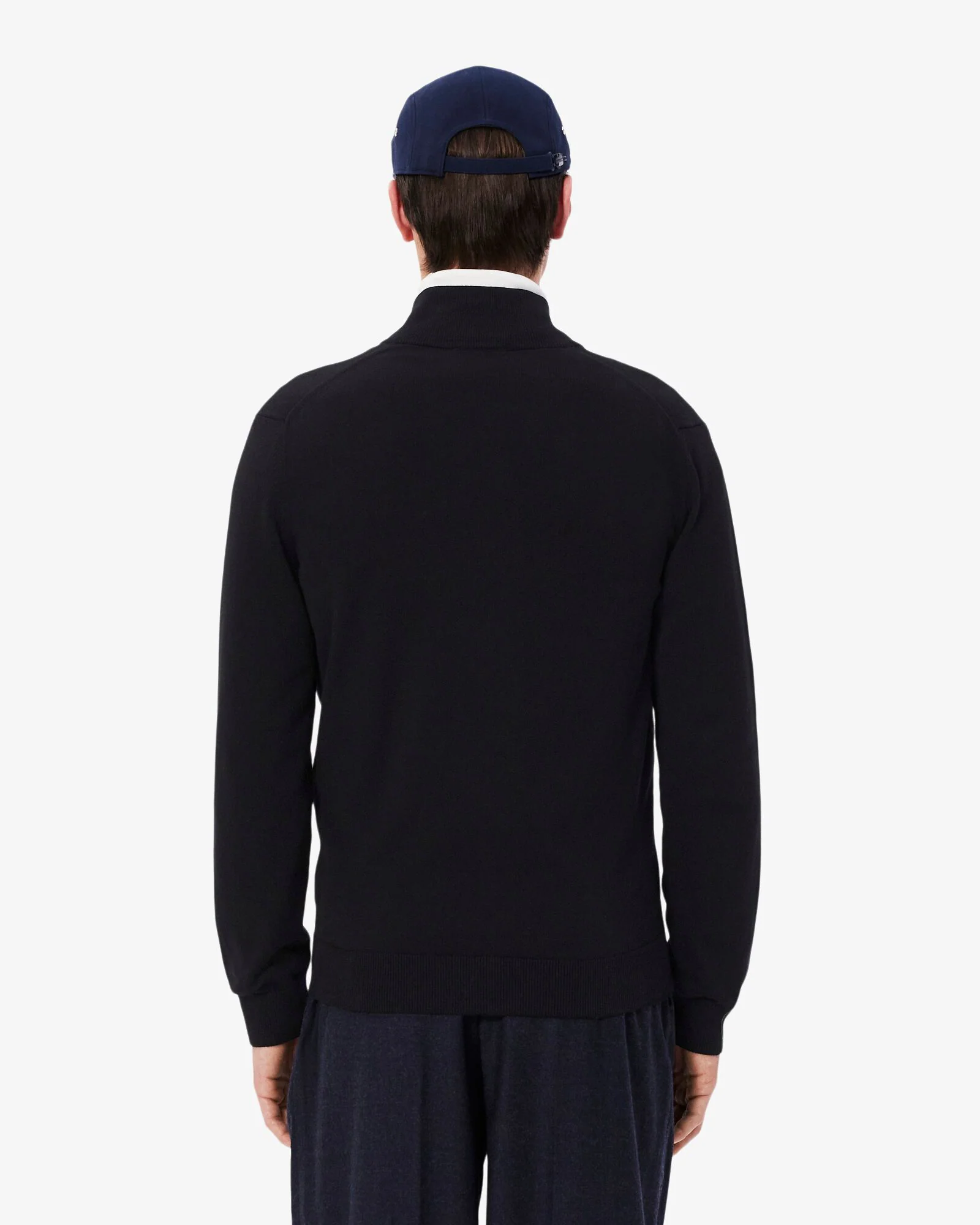 Lacoste High Neck Zipped Cotton Mens Sweater - Black 031 - Image 4