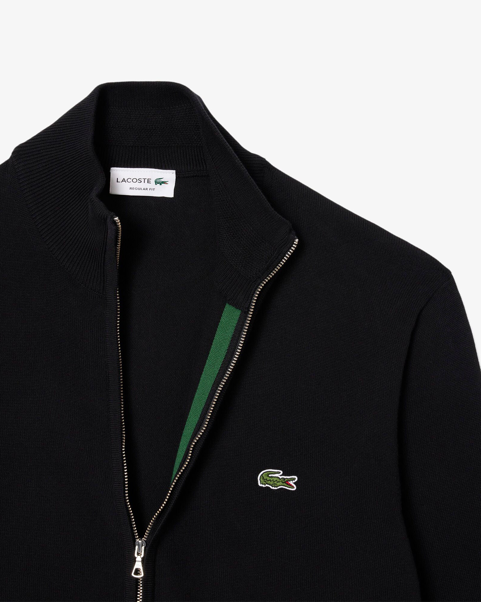 Lacoste High Neck Zipped Cotton Mens Sweater - Black 031 - Image 5