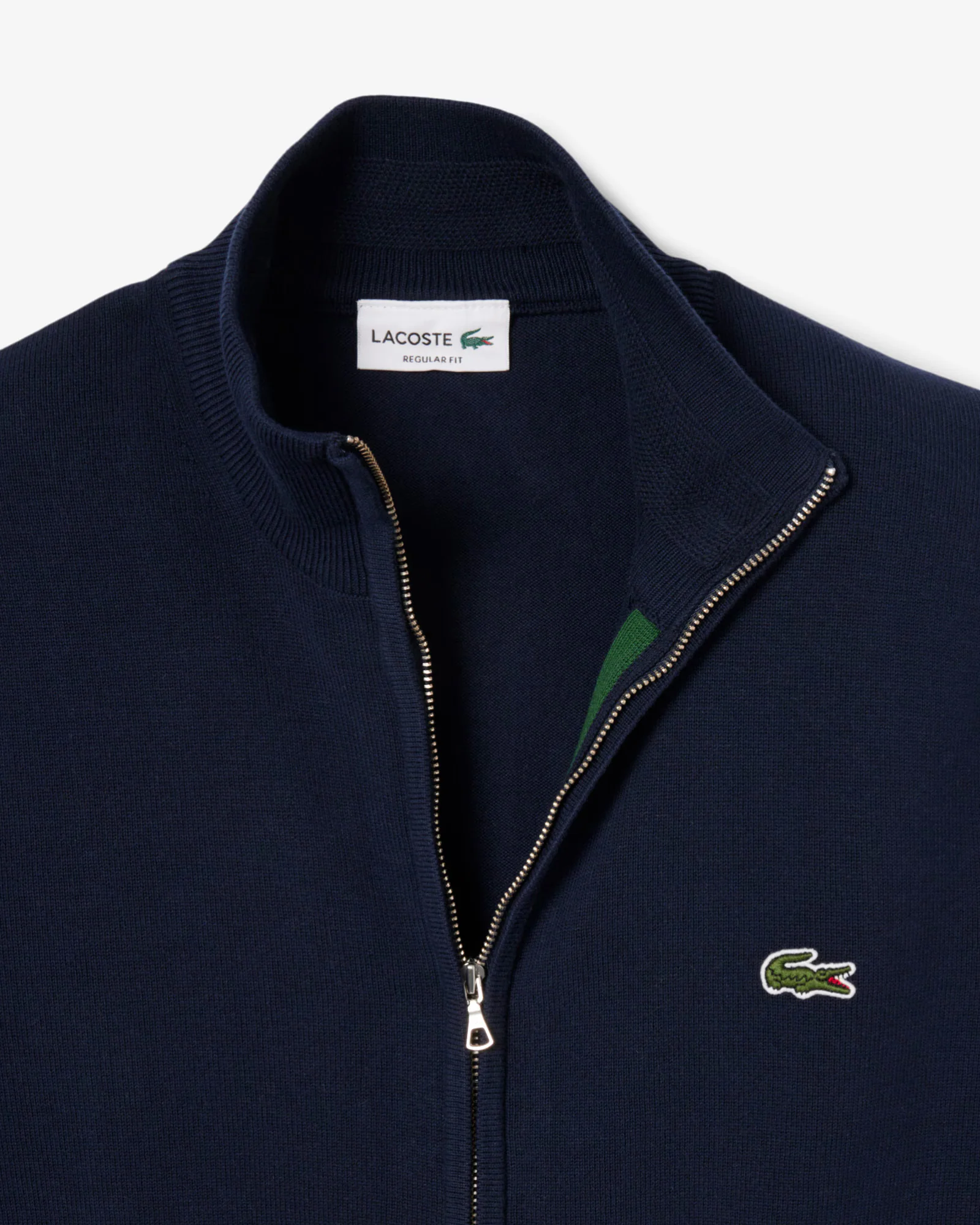 Lacoste High Neck Zipped Cotton Mens Sweater - Navy Blue 166 - Image 4
