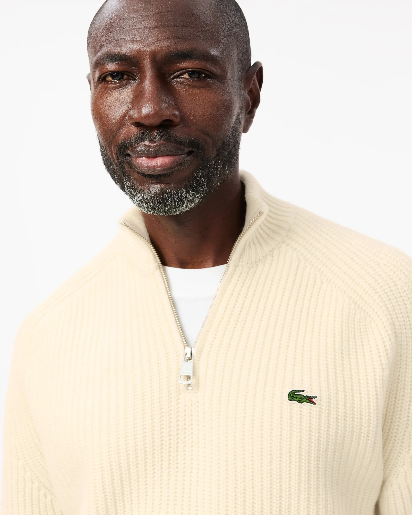 Lacoste High Zip Neck Thick Rib Knit Mens Wool Sweater - Lapland XFJ - Image 2