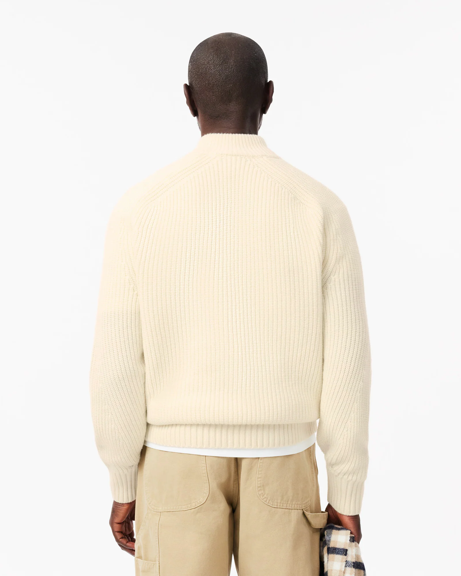 Lacoste High Zip Neck Thick Rib Knit Mens Wool Sweater - Lapland XFJ - Image 3