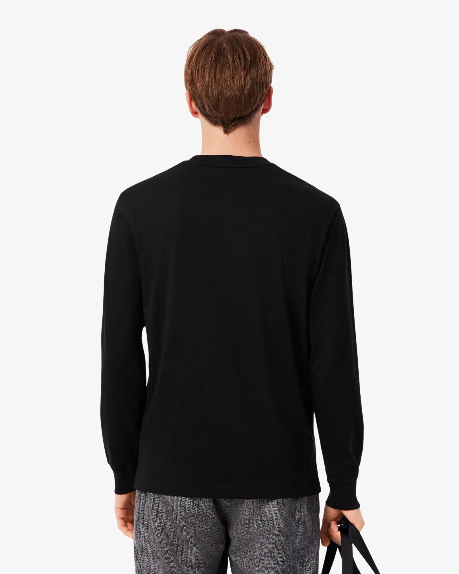 Lacoste Long Sleeved Cotton Mens T-Shirt - Black 031 - Image 3