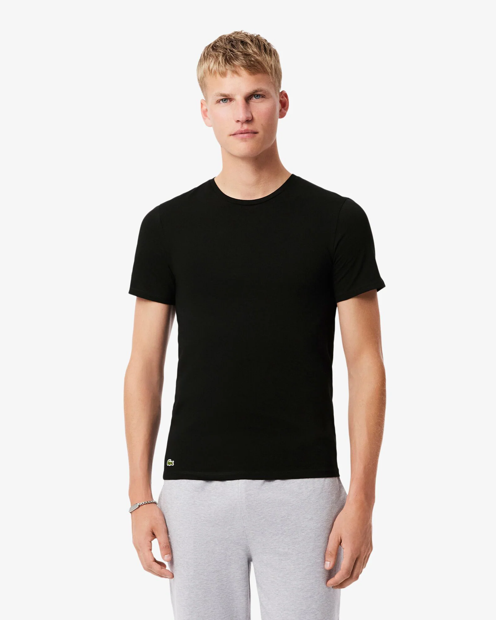 Lacoste Mens 3-Pack Plain Mens T-Shirts - Black 031 - Image 2
