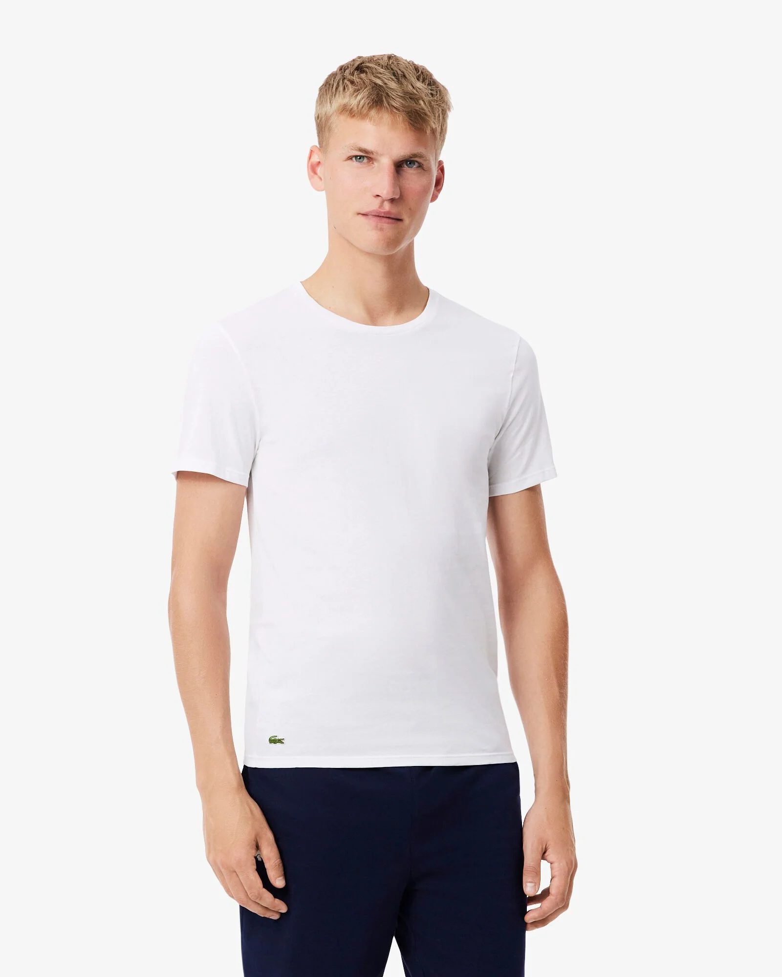Lacoste Mens 3-Pack Plain Mens T-Shirts - White 001 - Image 2
