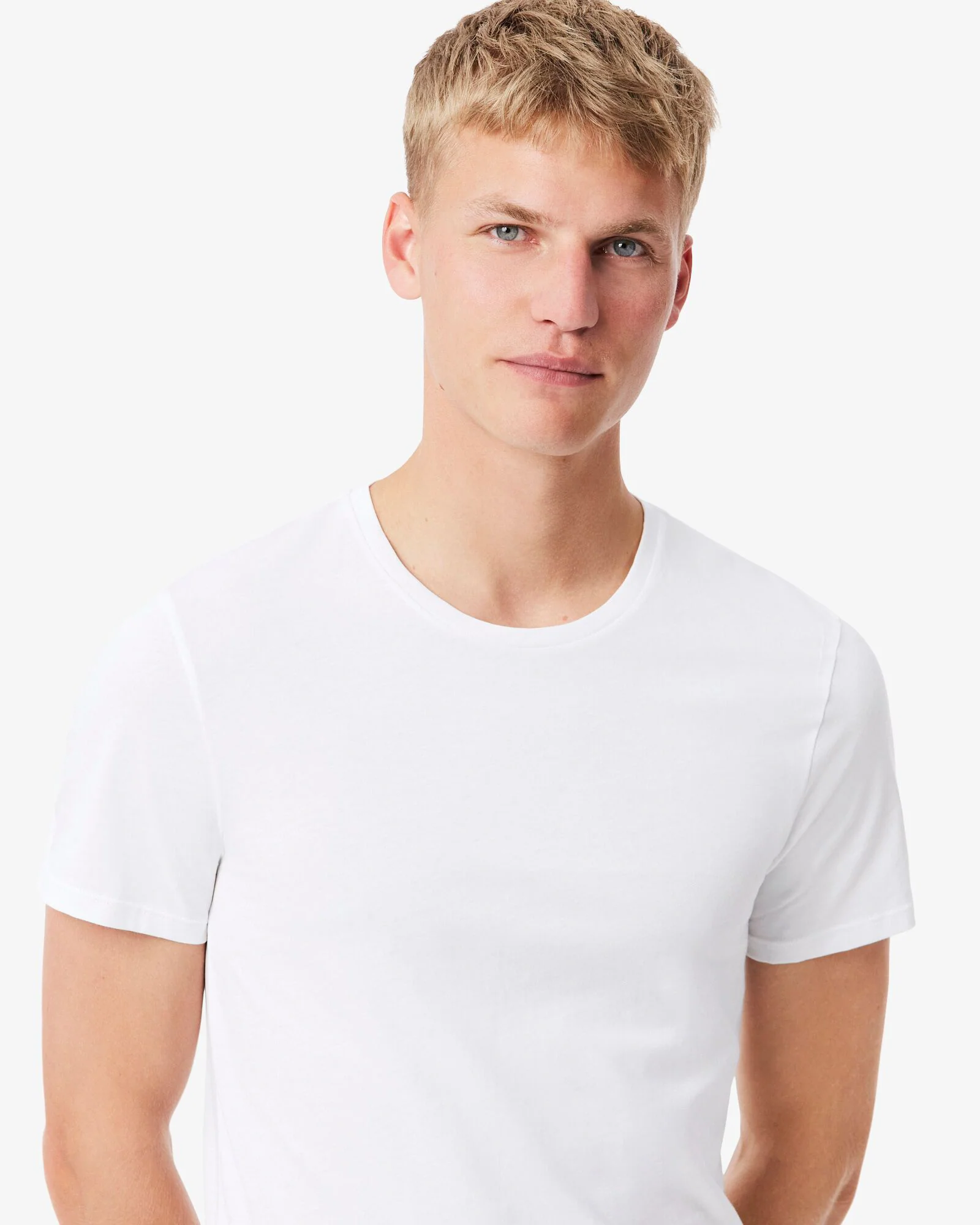 Lacoste Mens 3-Pack Plain Mens T-Shirts - White 001 - Image 3