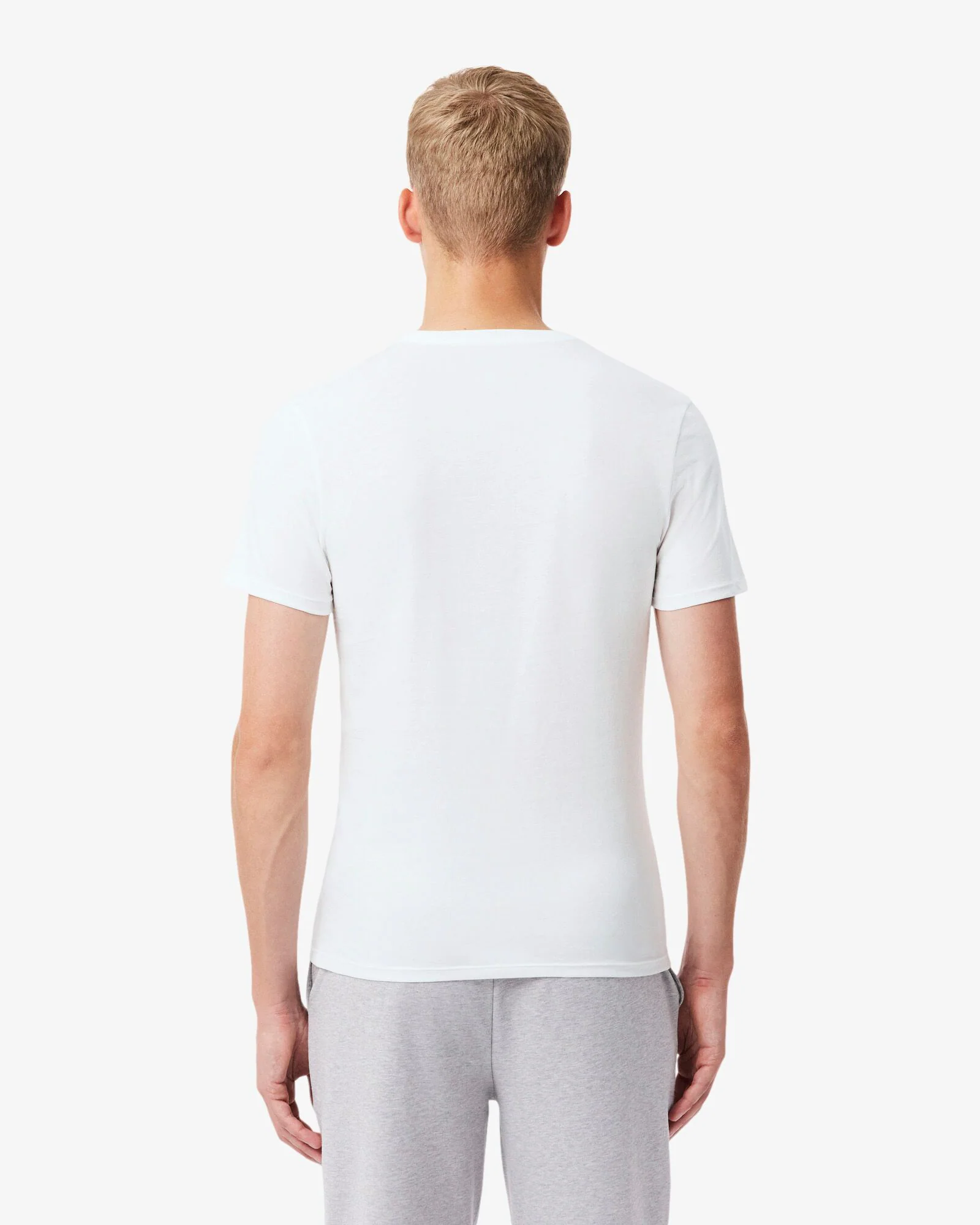 Lacoste Mens 3-Pack Plain Mens T-Shirts - White/Silver Chine-Black BXY - Image 5