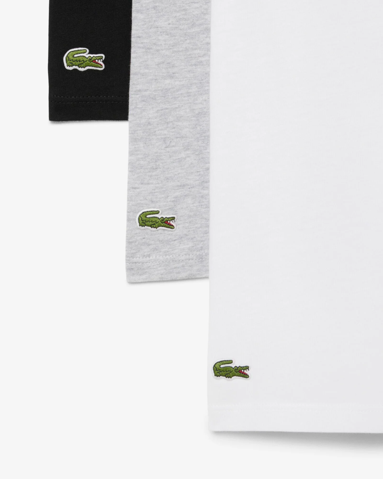 Lacoste Mens 3-Pack Plain Mens T-Shirts - White/Silver Chine-Black BXY - Image 8