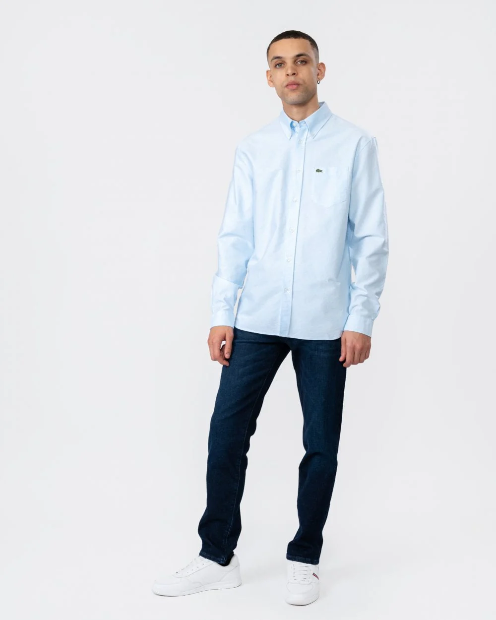 Lacoste Mens Casual Long Sleeve Woven Shirt - Blue F6Z - Image 3