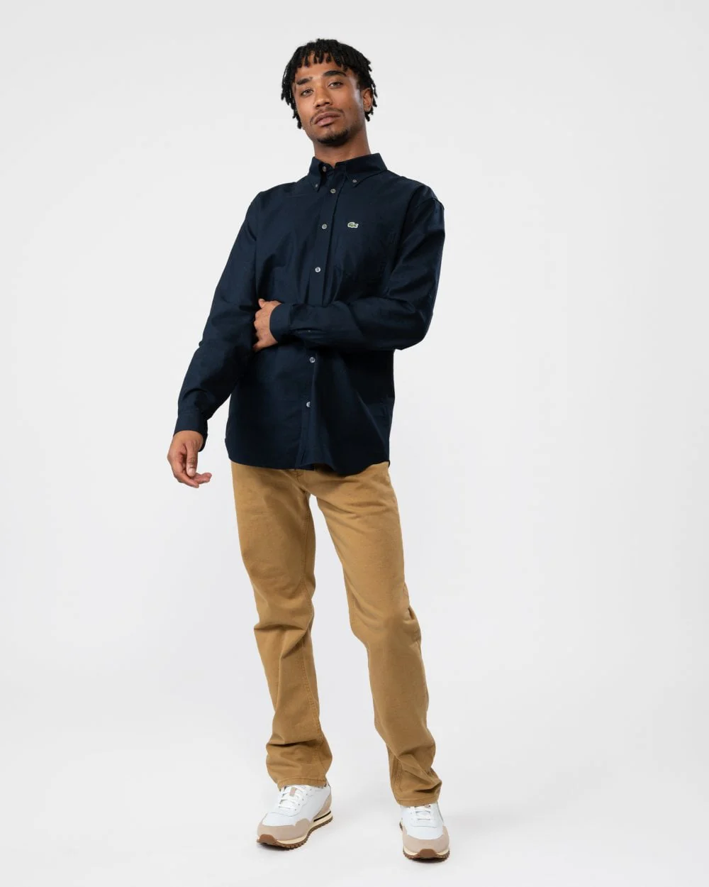 Lacoste Mens Casual Long Sleeve Woven Shirt - Navy F2W - Image 3